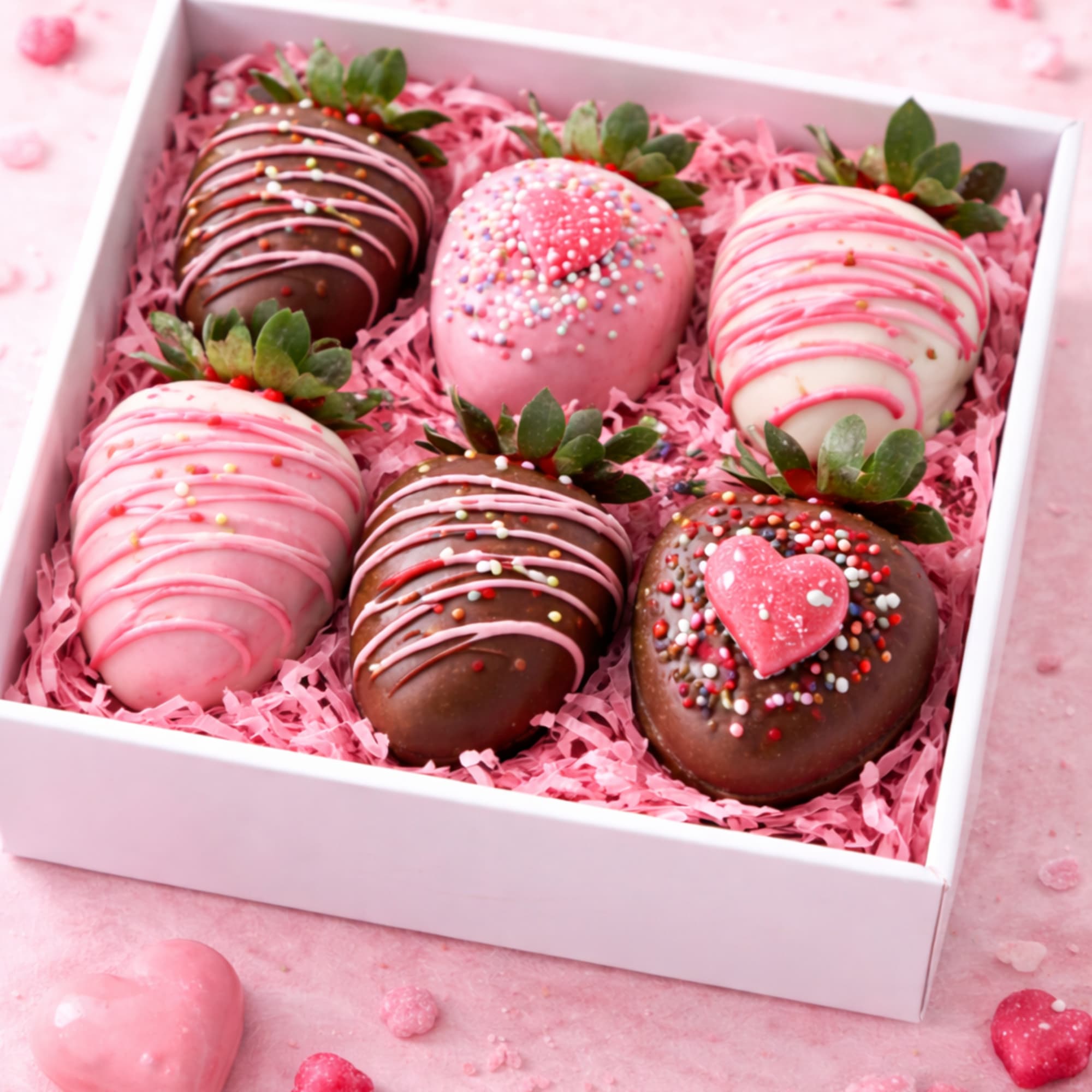 Soft, romantic and utterly giftable, the Half Dozen Chocolate Dipped Strawberries Gift