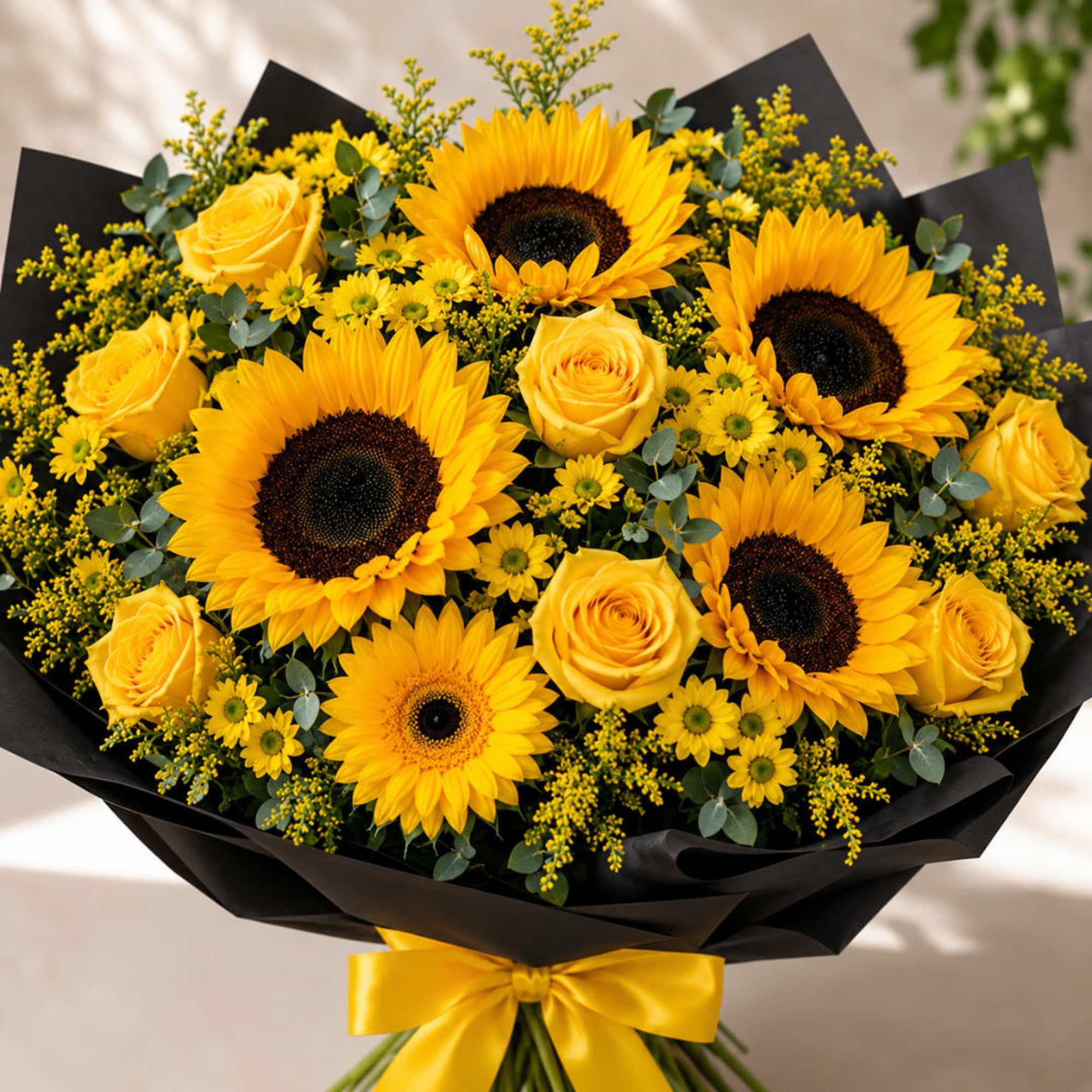 Golden Hour is a bright, celebratory flower arrangement that makes the person