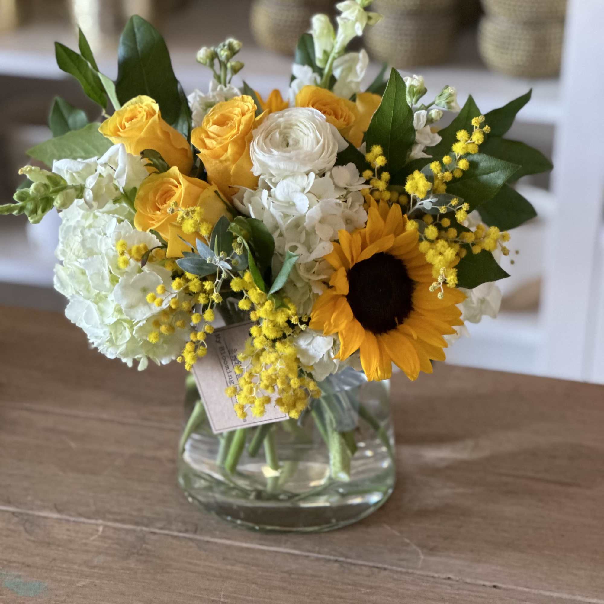  Hope &amp; Faith is a graceful white and yellow flower arrangement, photo 3 of 3