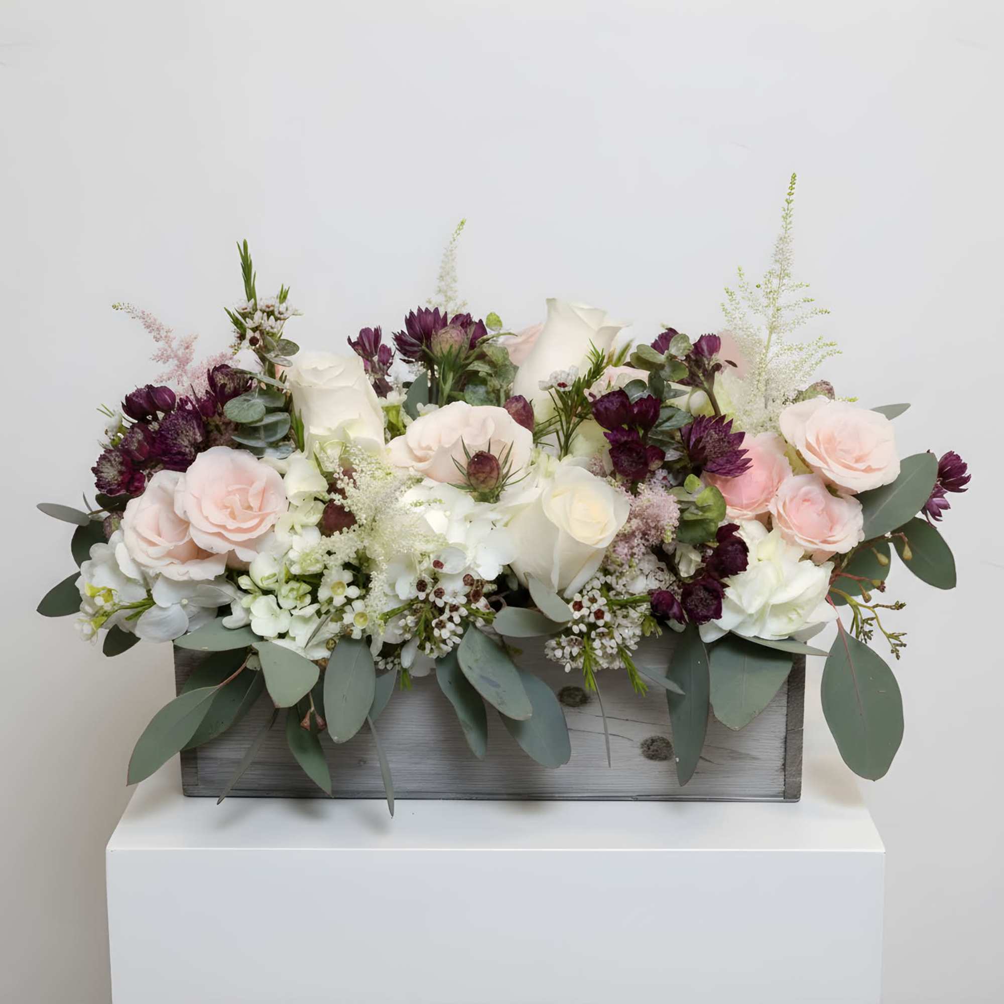 This low, rectangular design is great for a centerpiece at a special
