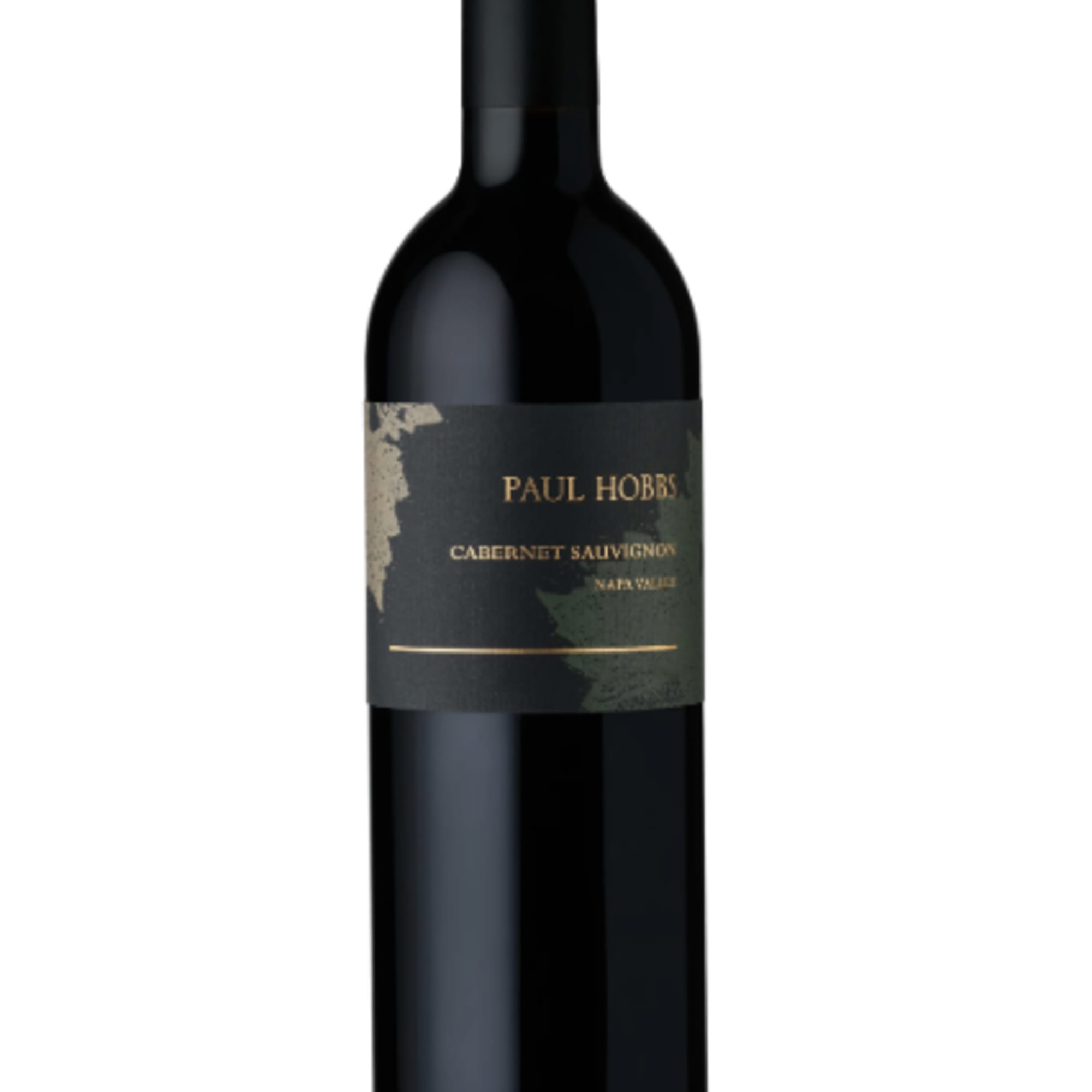 Black wine bottle with a dark label on a white background