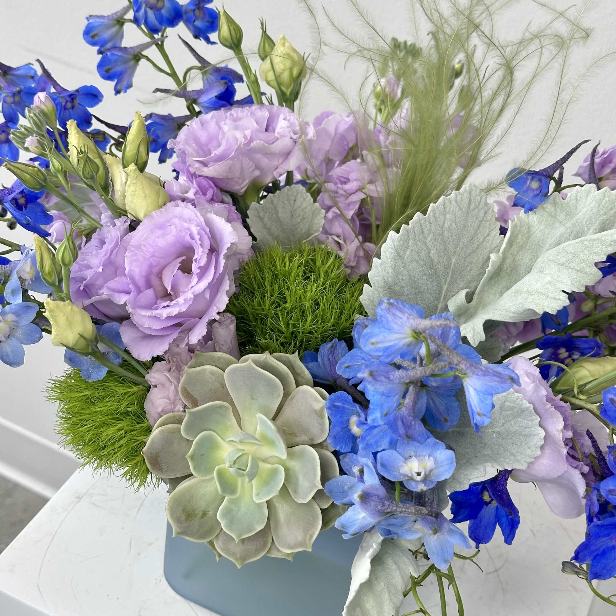 Introducing the Blue Hummingbird Bouquet, a charming floral arrangement inspired by the, photo 2 of 2