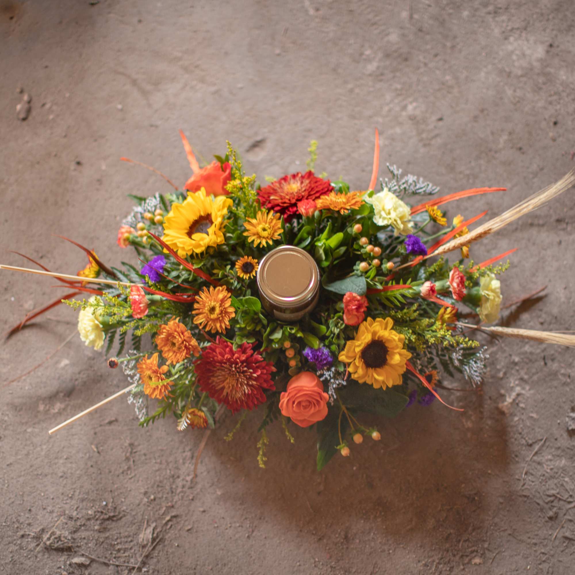 Illuminate the senses of Thanksgiving spirit with the delicate fragrant candle centerpiece., photo 2 of 3