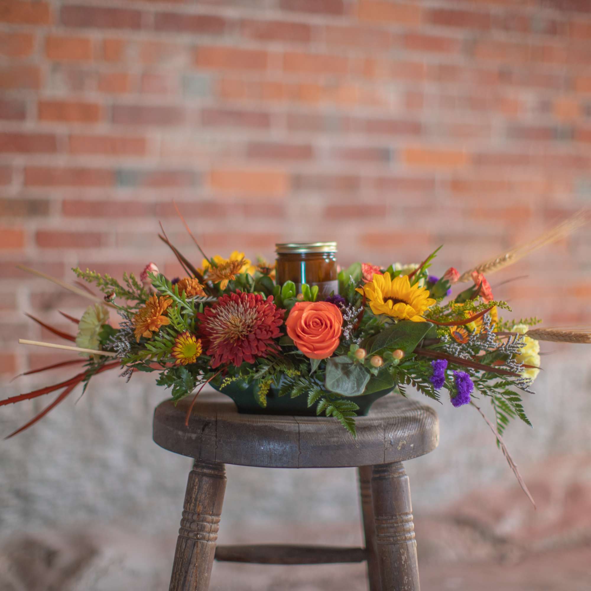 Illuminate the senses of Thanksgiving spirit with the delicate fragrant candle centerpiece., photo 3 of 3