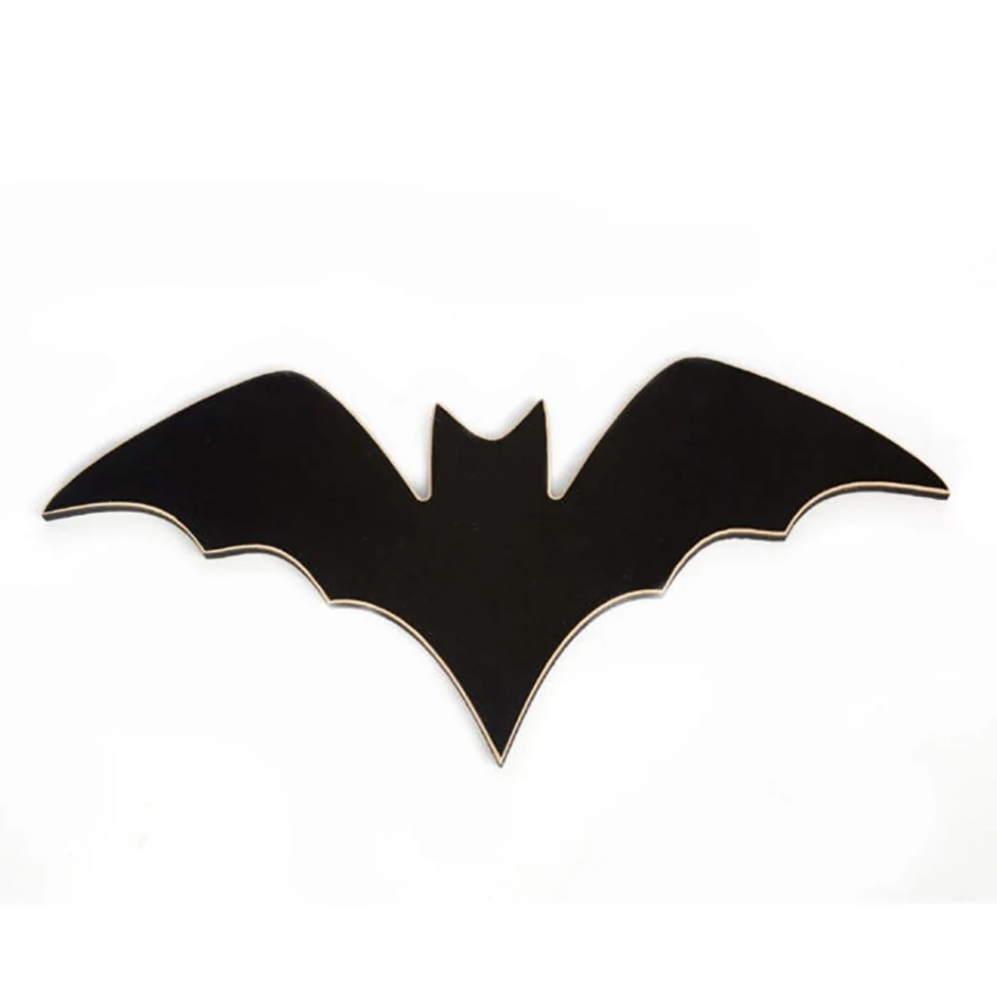 Black bat-shaped decoration on a white background