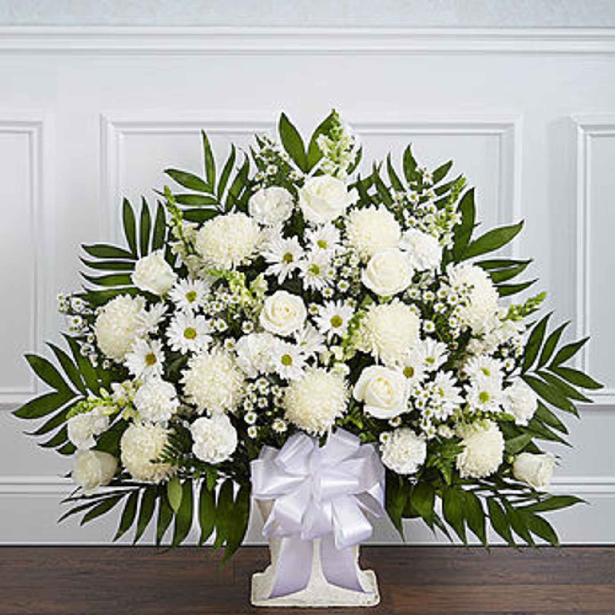 Product ID: 91212


Crafted from striking white blooms, our tasteful floor basket arrangement, photo 2 of 3
