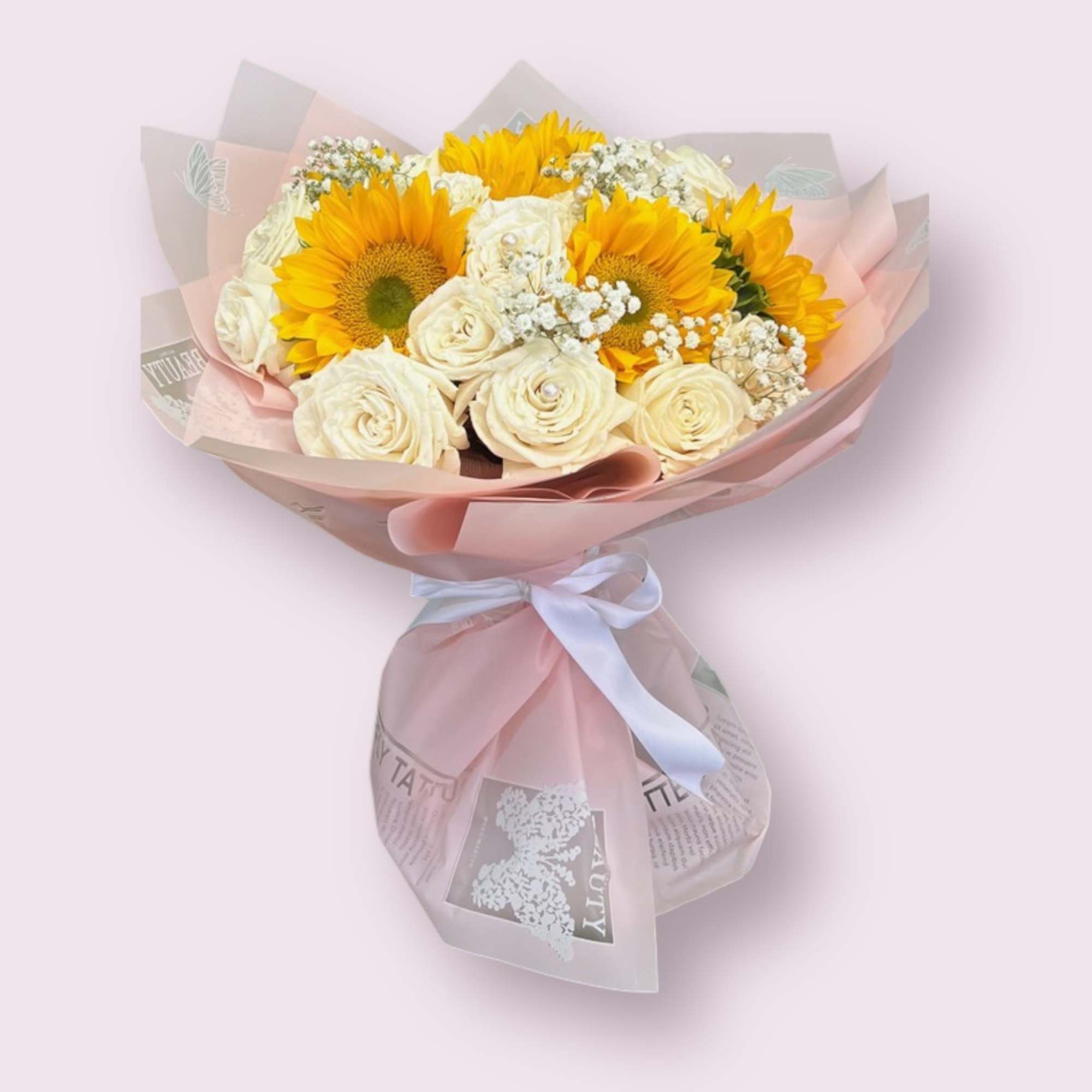 sunflowers and white roses and fillers
delux wrap
