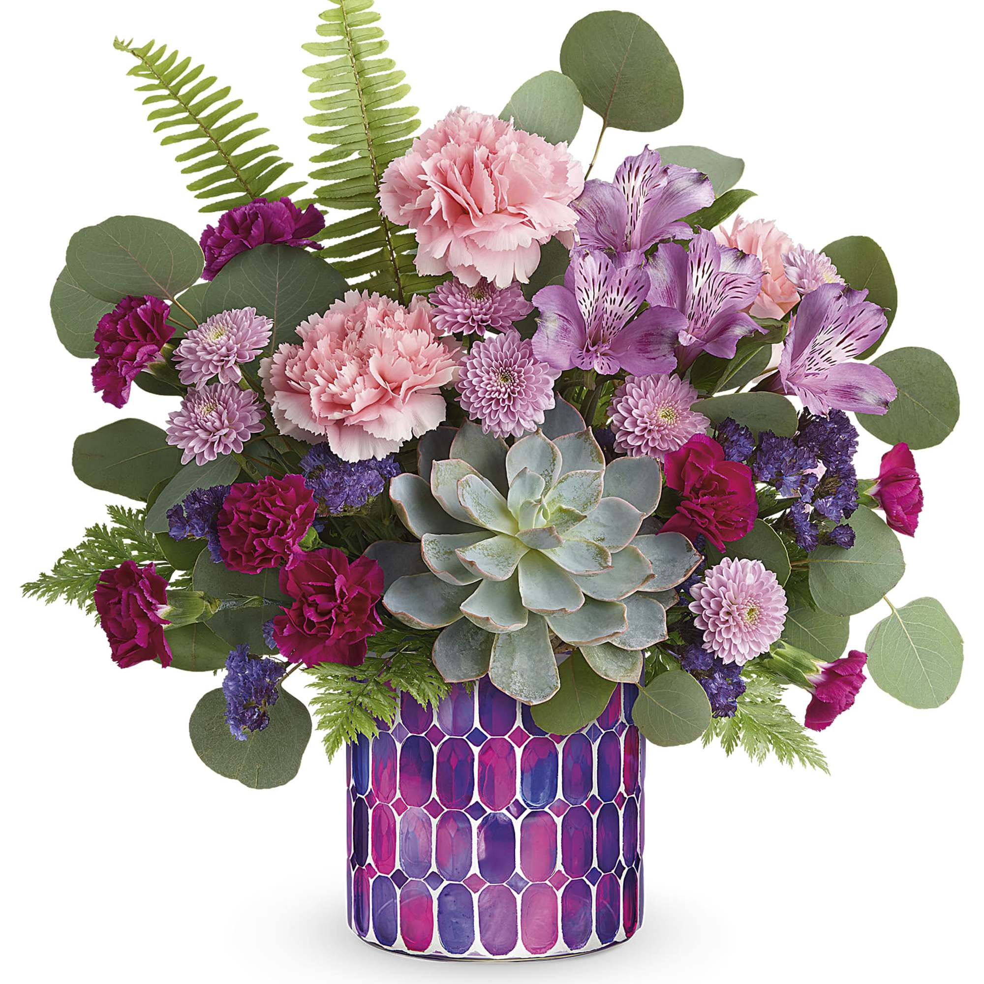 Inspired by stained glass, this magnificent mosaic glass vase, filled with fabulous