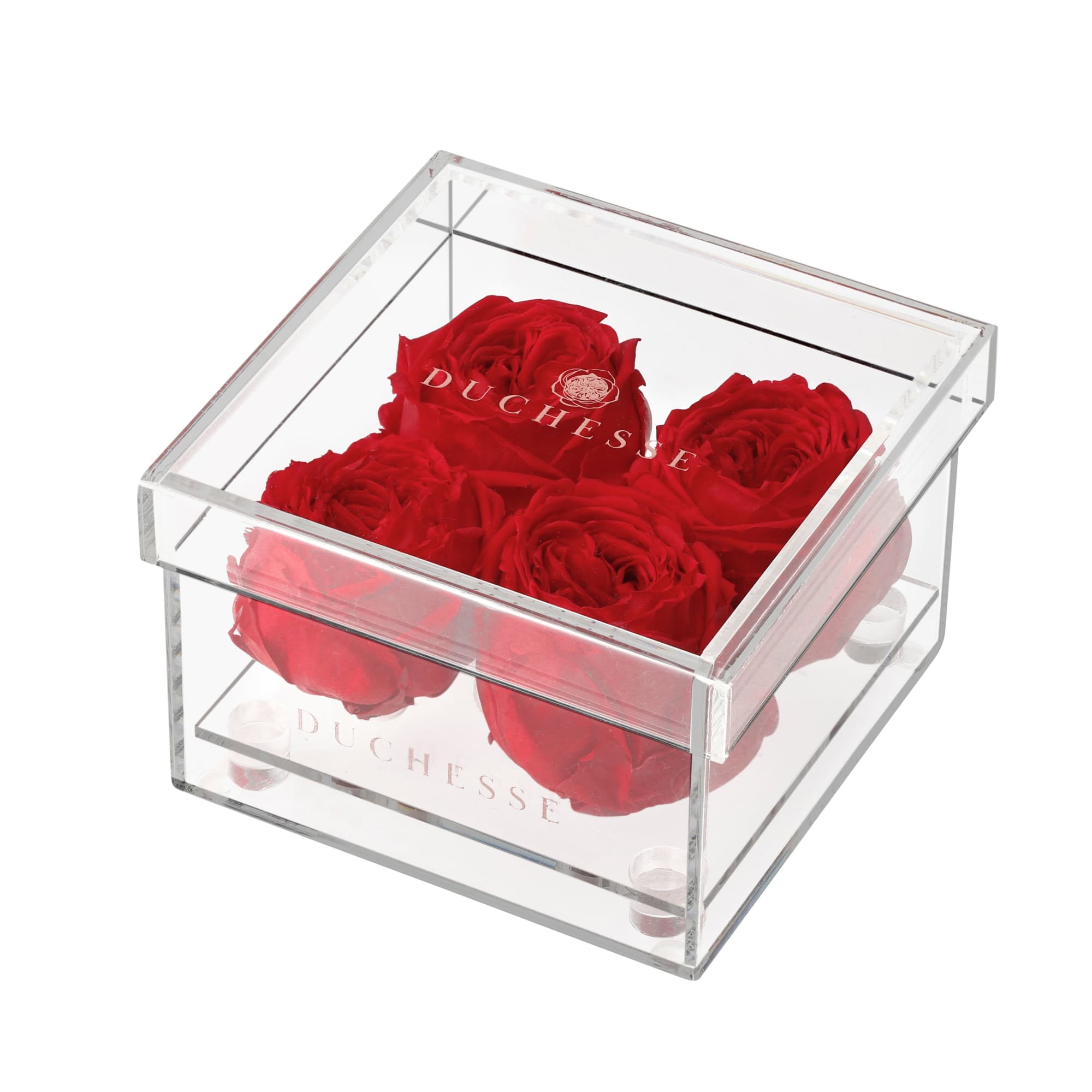 Customize our midsize preserved rose box!

Clear acrylic box protects your roses without