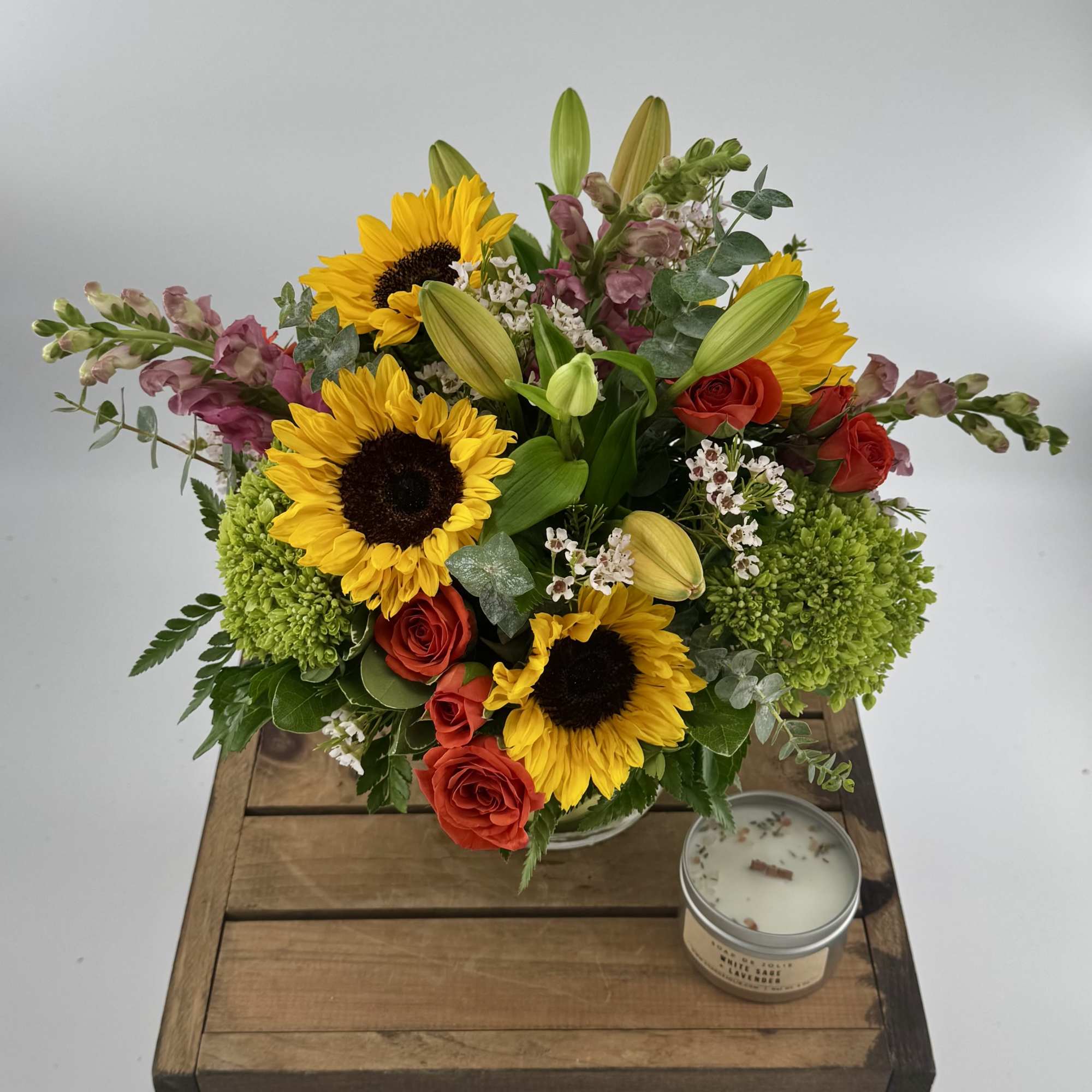 Introducing a breathtaking flower arrangement that is as vibrant as it is