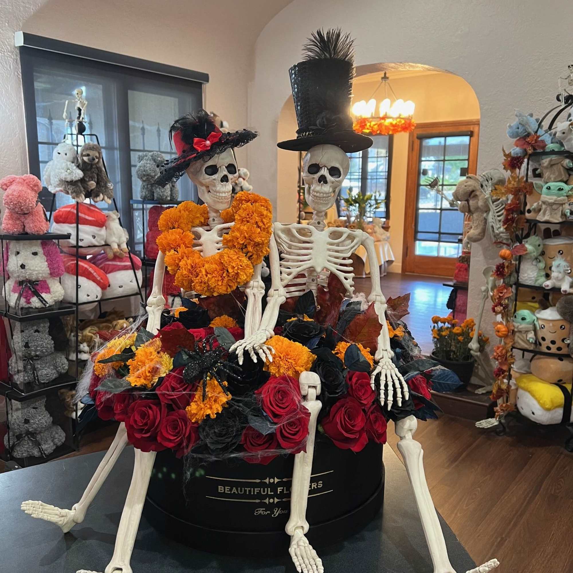 Where passion meets the paranormal. This striking Halloween arrangement overflows with red, photo 2 of 3