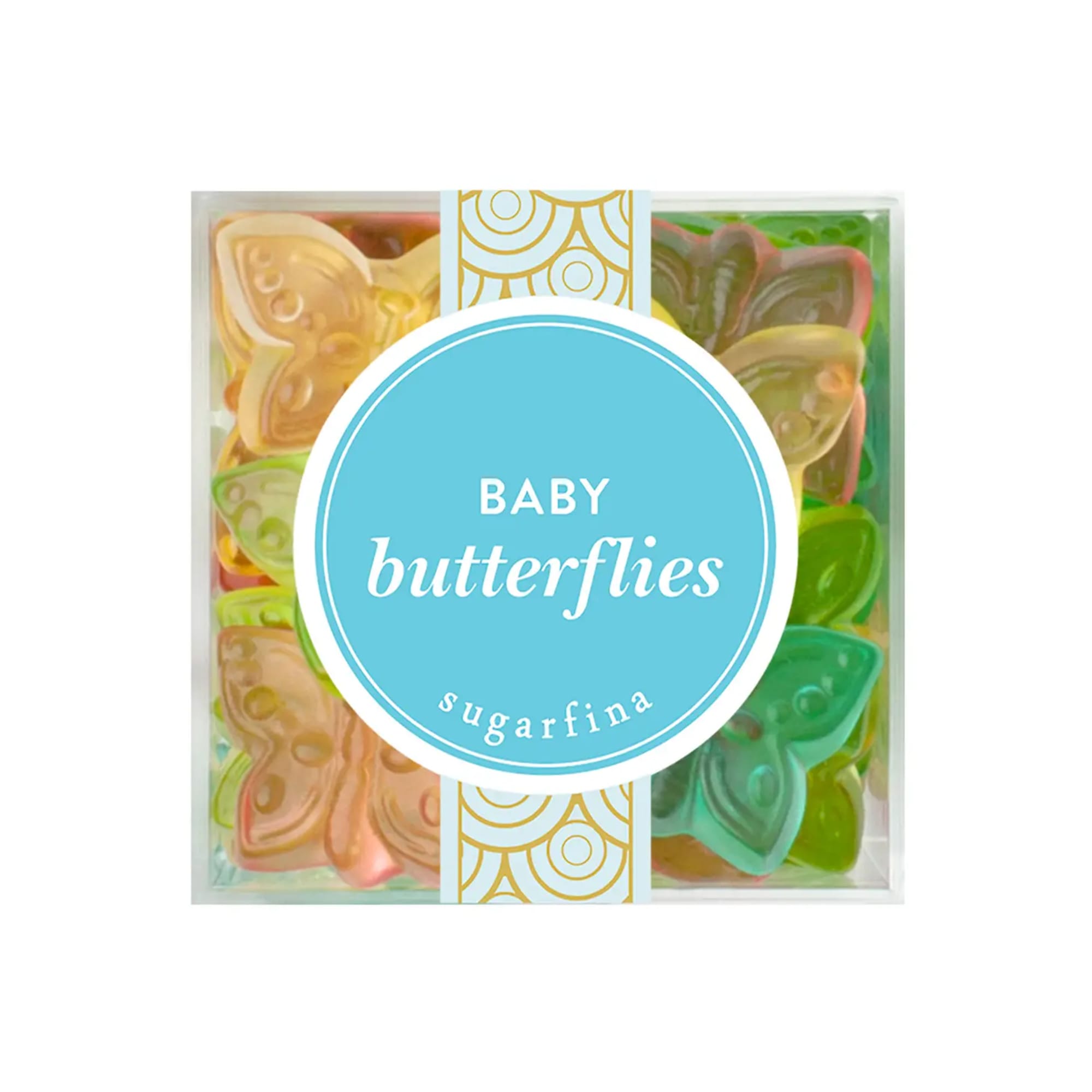 Box of butterfly-shaped candies labeled Baby Butterflies