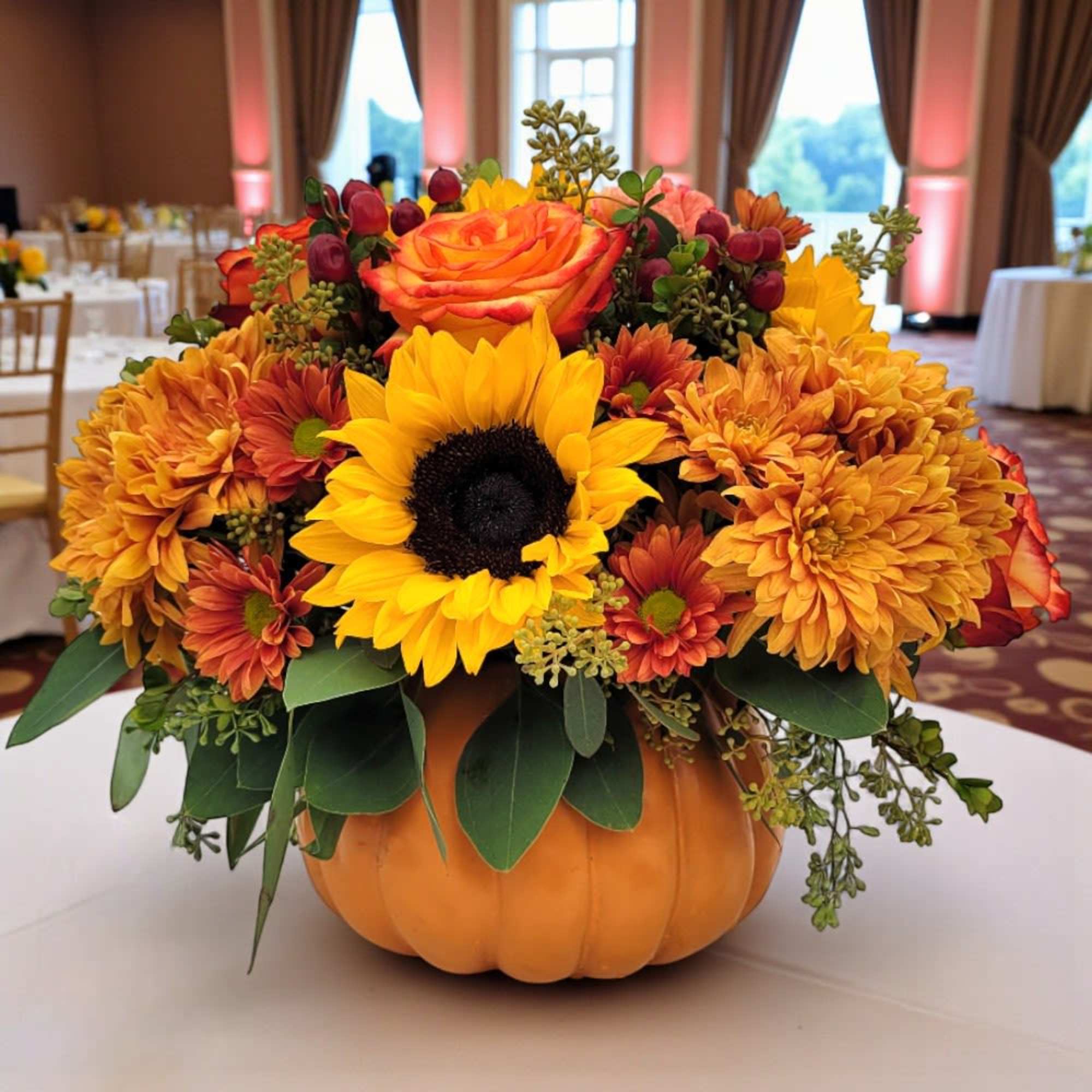 This is a set of three of our Autumn Pumpkin arrangements, perfect, photo 3 of 3