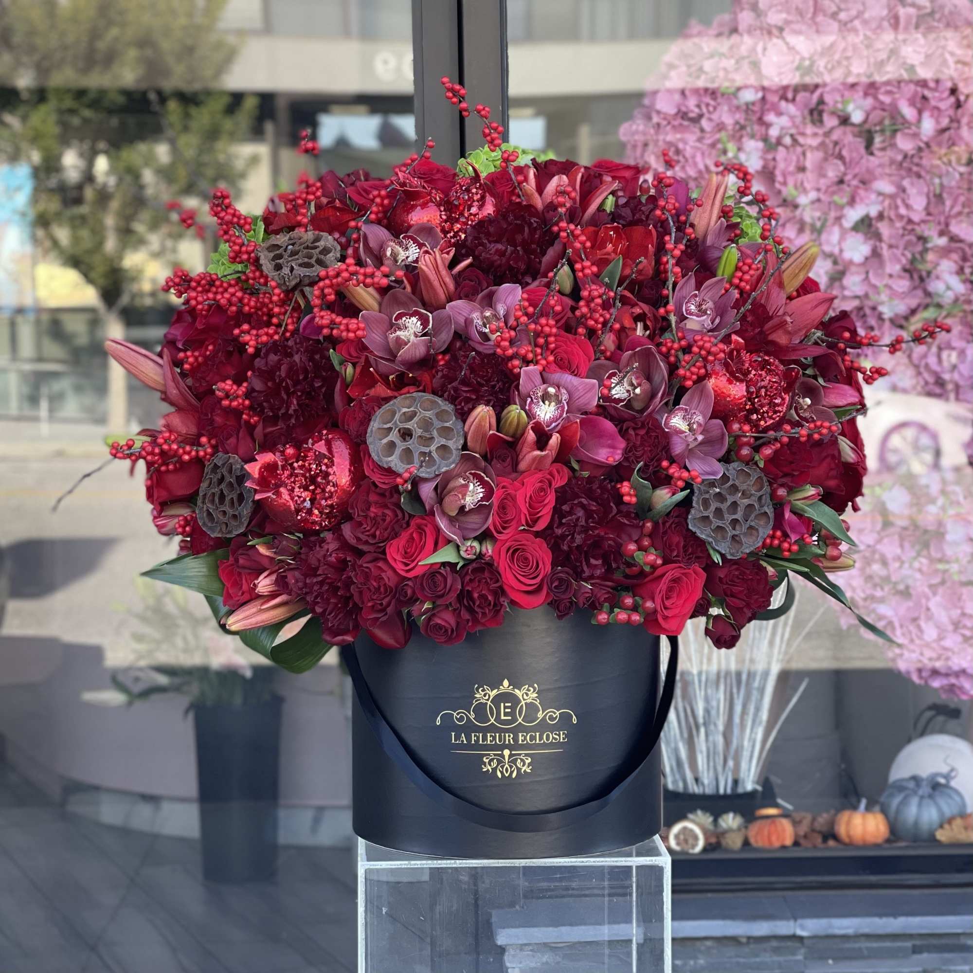 Beautiful arrangement in our black box.