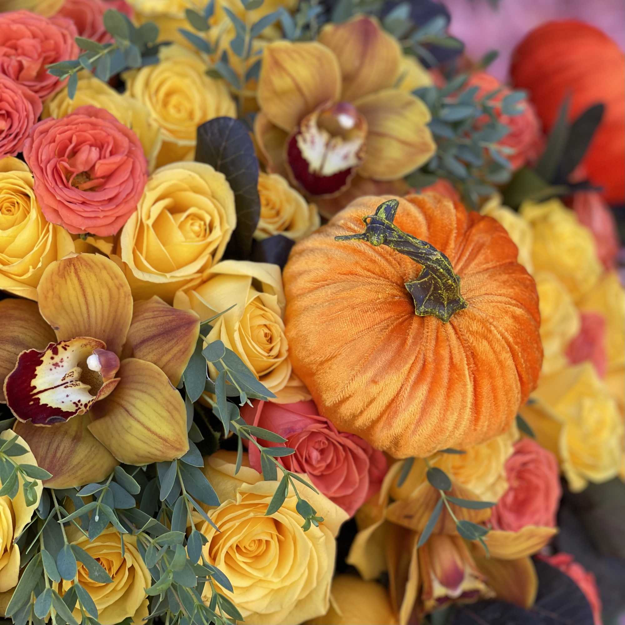 Our signature standing bouquet in the colors of autumn and with cute, photo 2 of 3