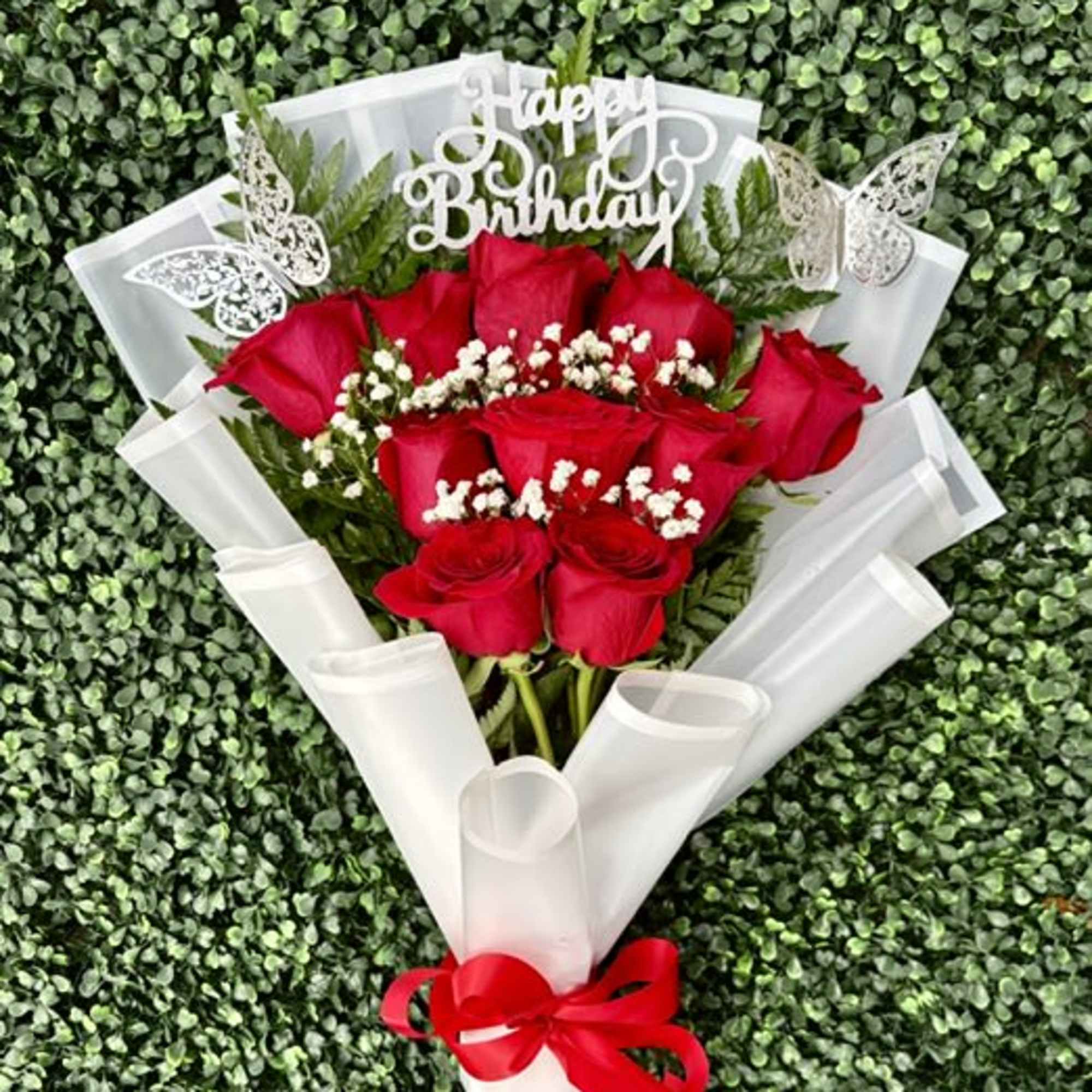 Vivid red roses take center stage in this Congrats Grad bouquet, making, photo 3 of 3