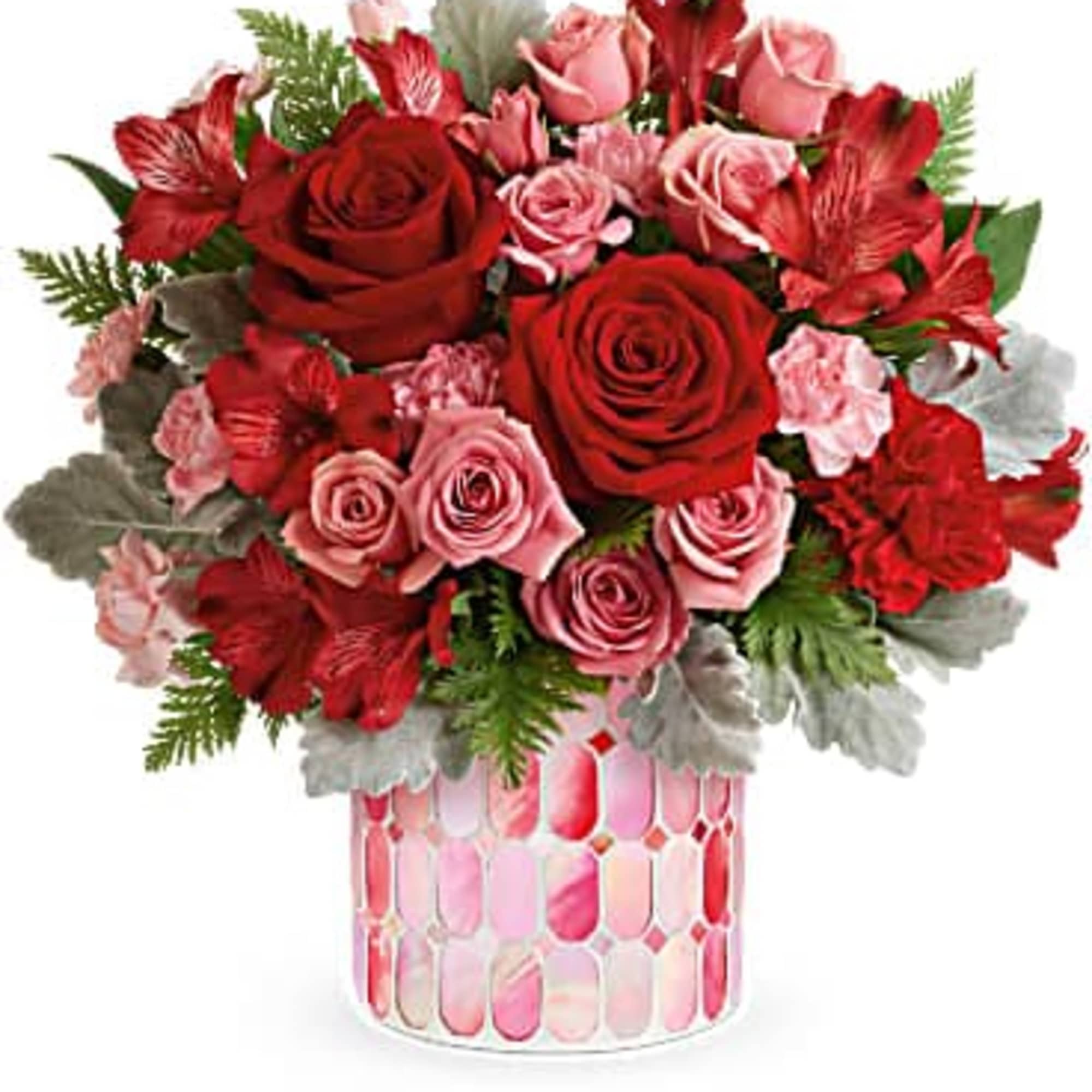 Swirling in subtle pink hues and bursting with a lavish bouquet of
