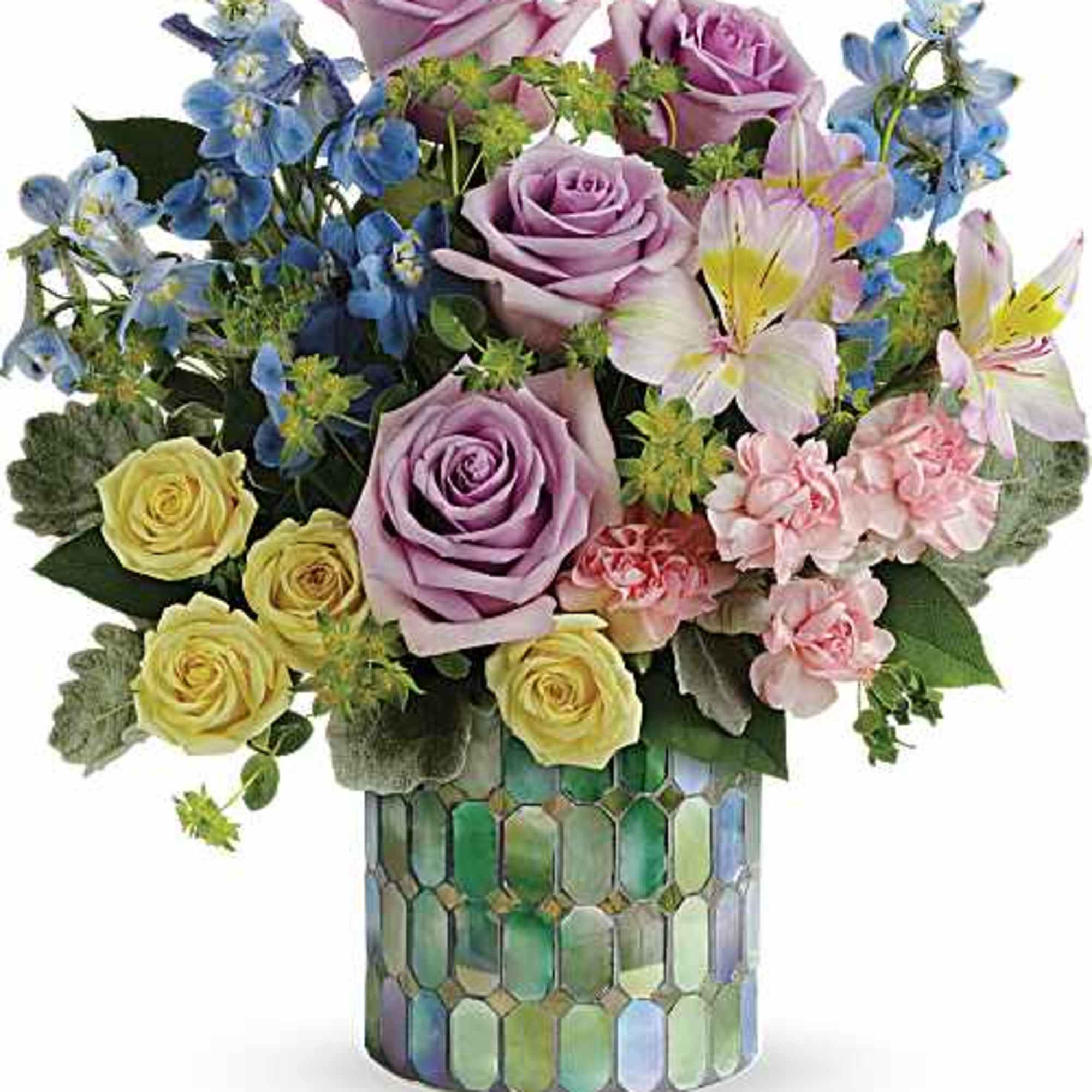 Soft and sweet, the beauty of this stunning springtime bouquet is matched