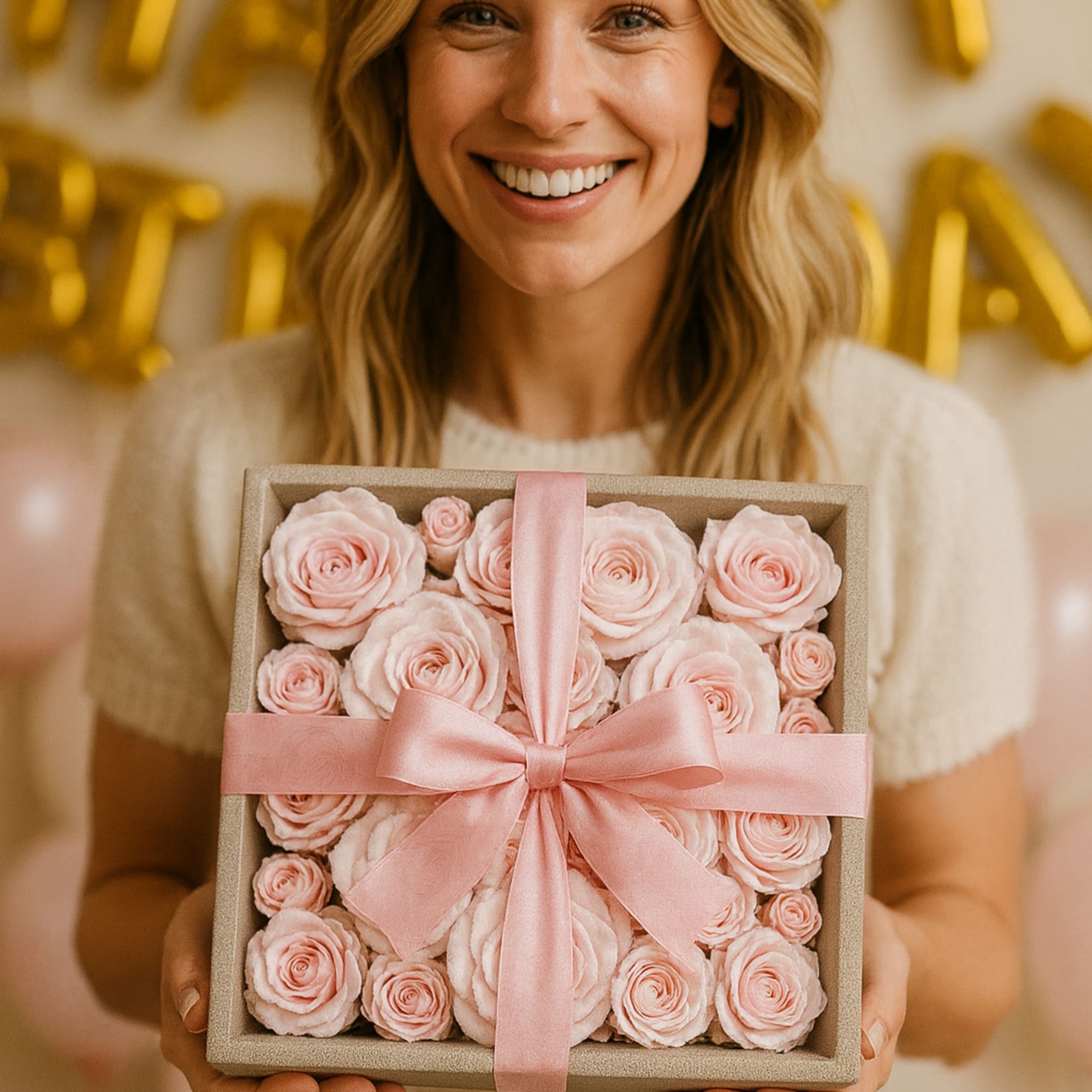 Soft and romantic ,delicate blush pink roses rest gracefully in our minimalist, photo 2 of 2
