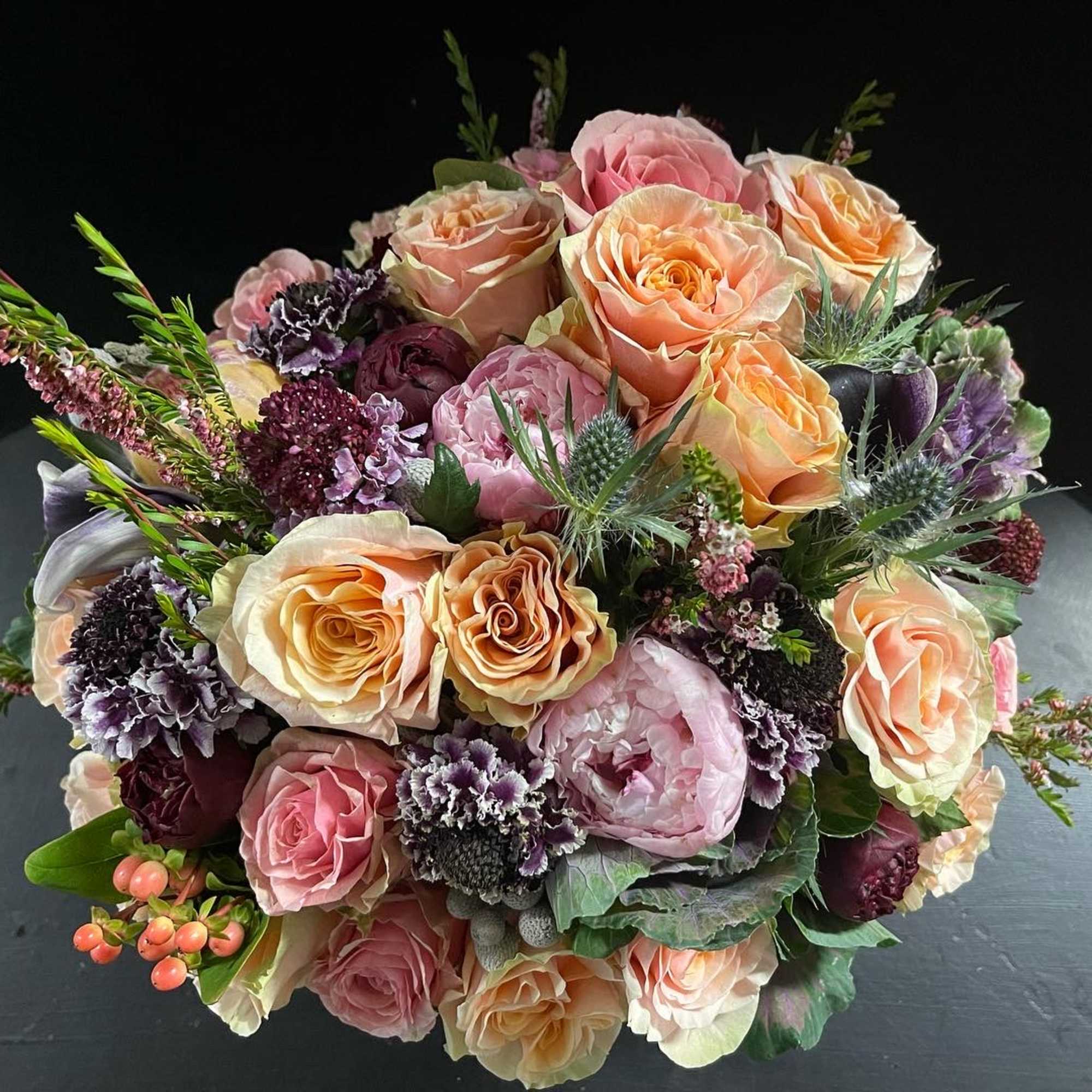 Garden style roses, scabiosa, ranunculus, proteas just to name a few. This, photo 3 of 8