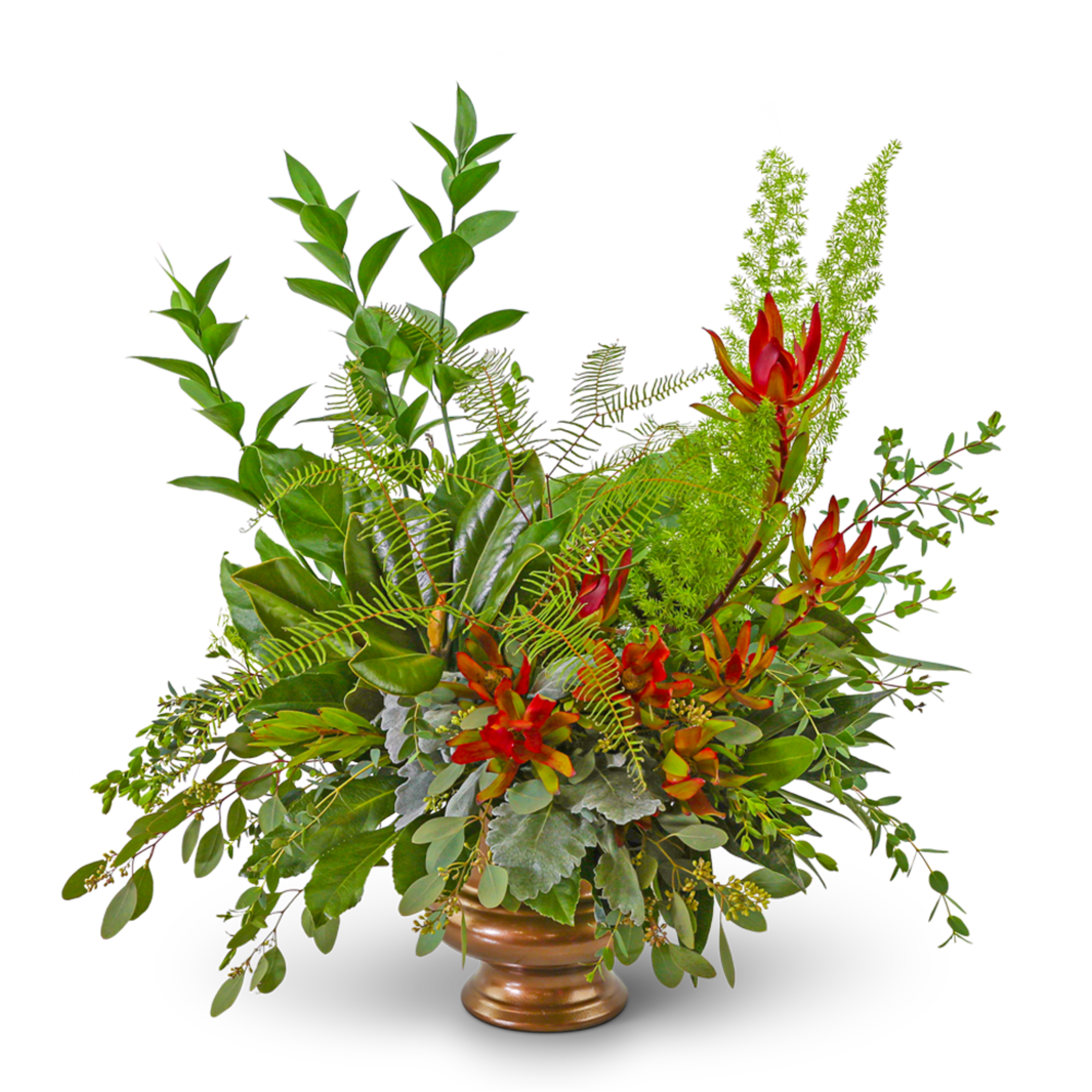 The Verdant Farewell Urn evokes a sense of tranquility with its lush
