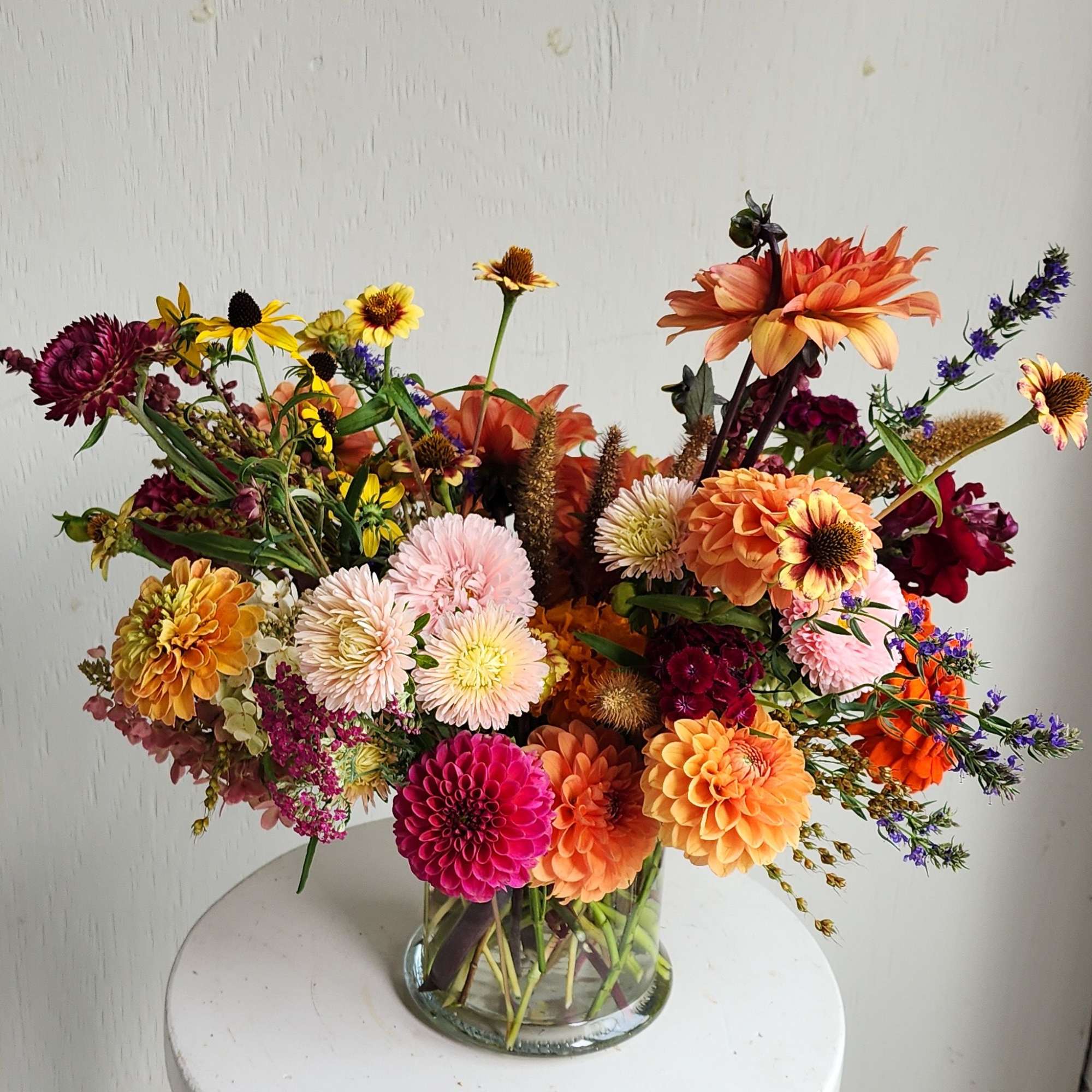 A seasonal array of fall colors to usher is a warm, peaceful