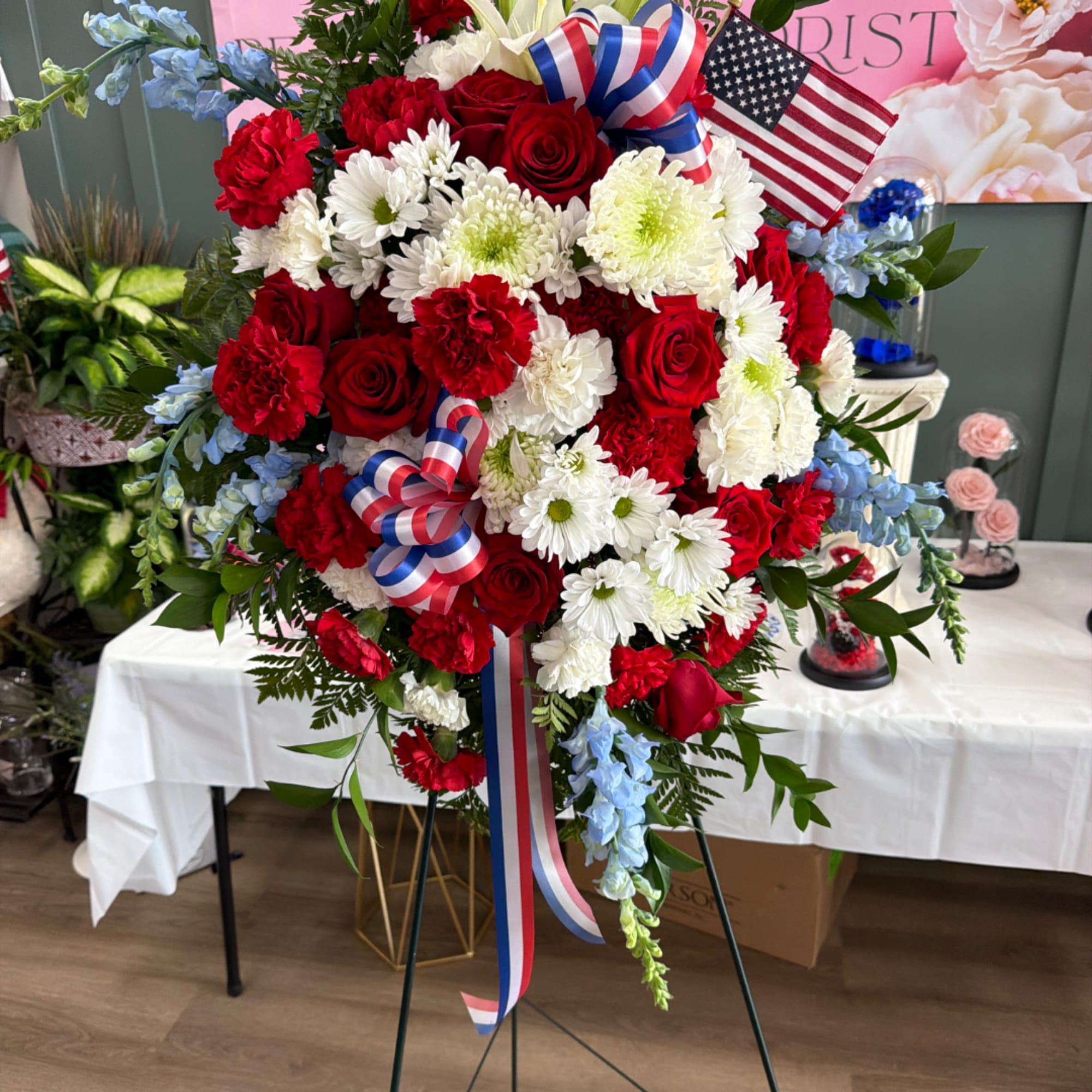 A bold display of red, white and blue that reads as both