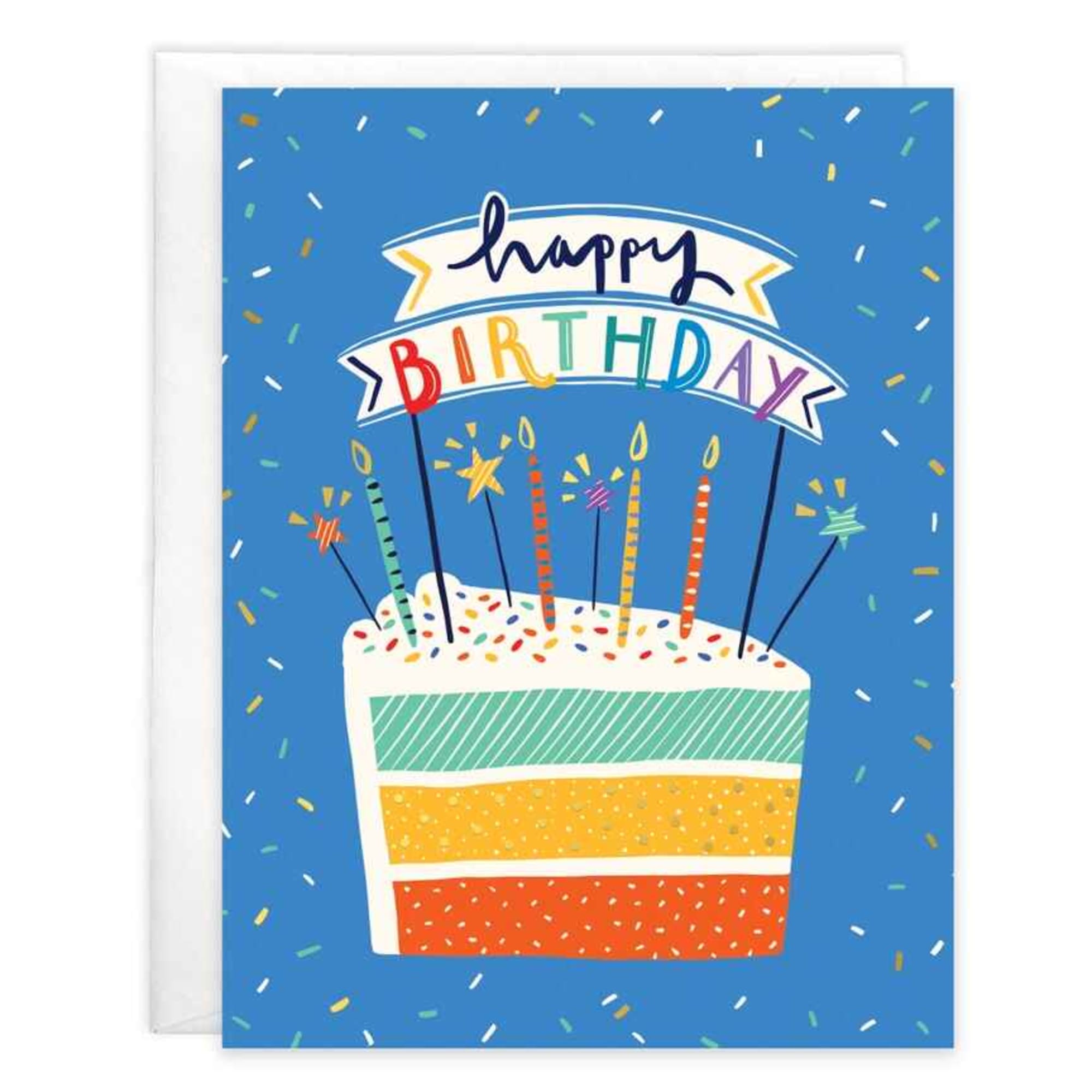 Greeting card with envelope reads:

Front: "Happy Birthday"
Inside: "Wishes to you!"

Gina B Designs