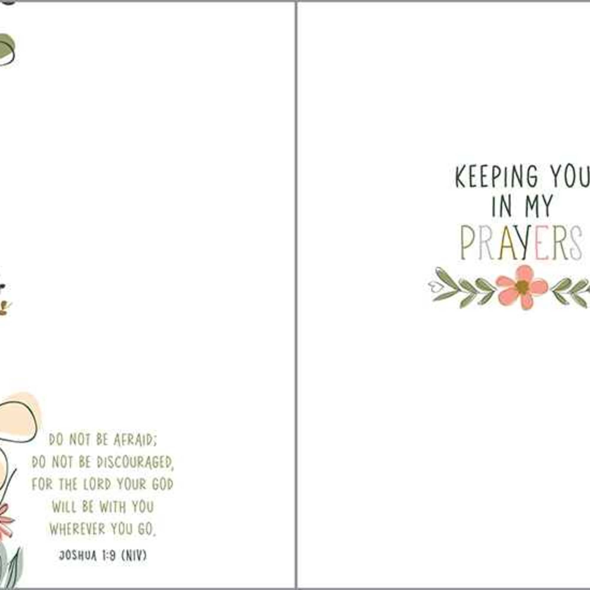 Greeting card with envelope reads:

Front: "Be strong and courageous"
Inside: "Keeping you in, photo 2 of 2