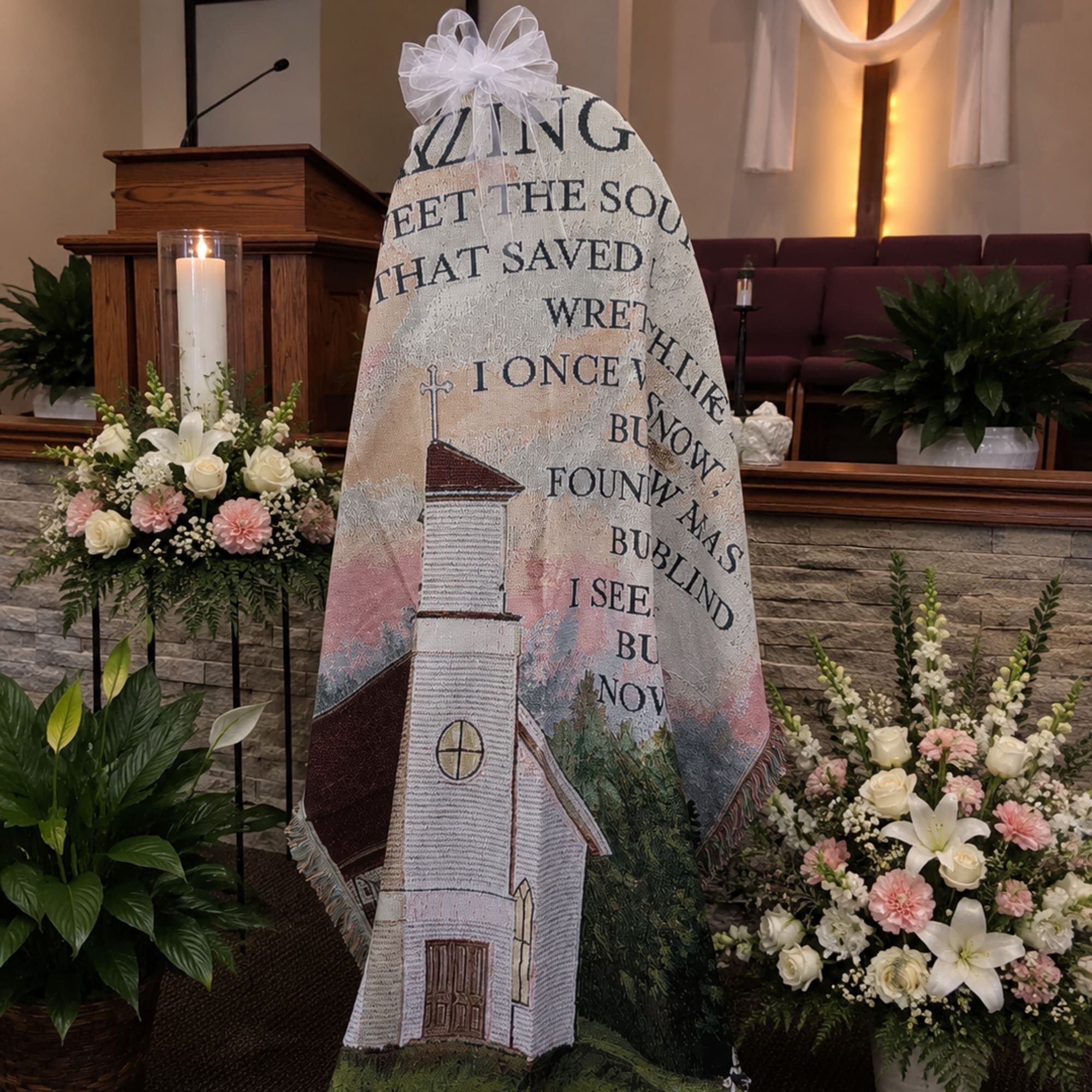 Honor a loved one with our Amazing Grace Memorial Throw, featuring the