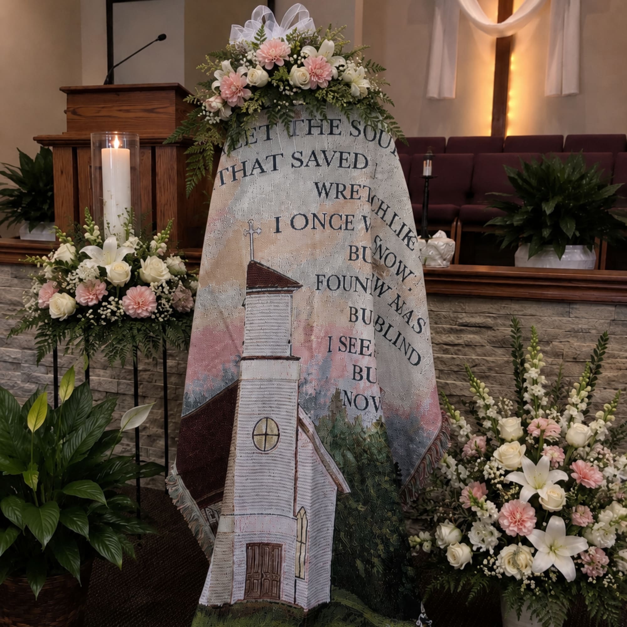 Honor a loved one with our Amazing Grace Memorial Throw, featuring the
