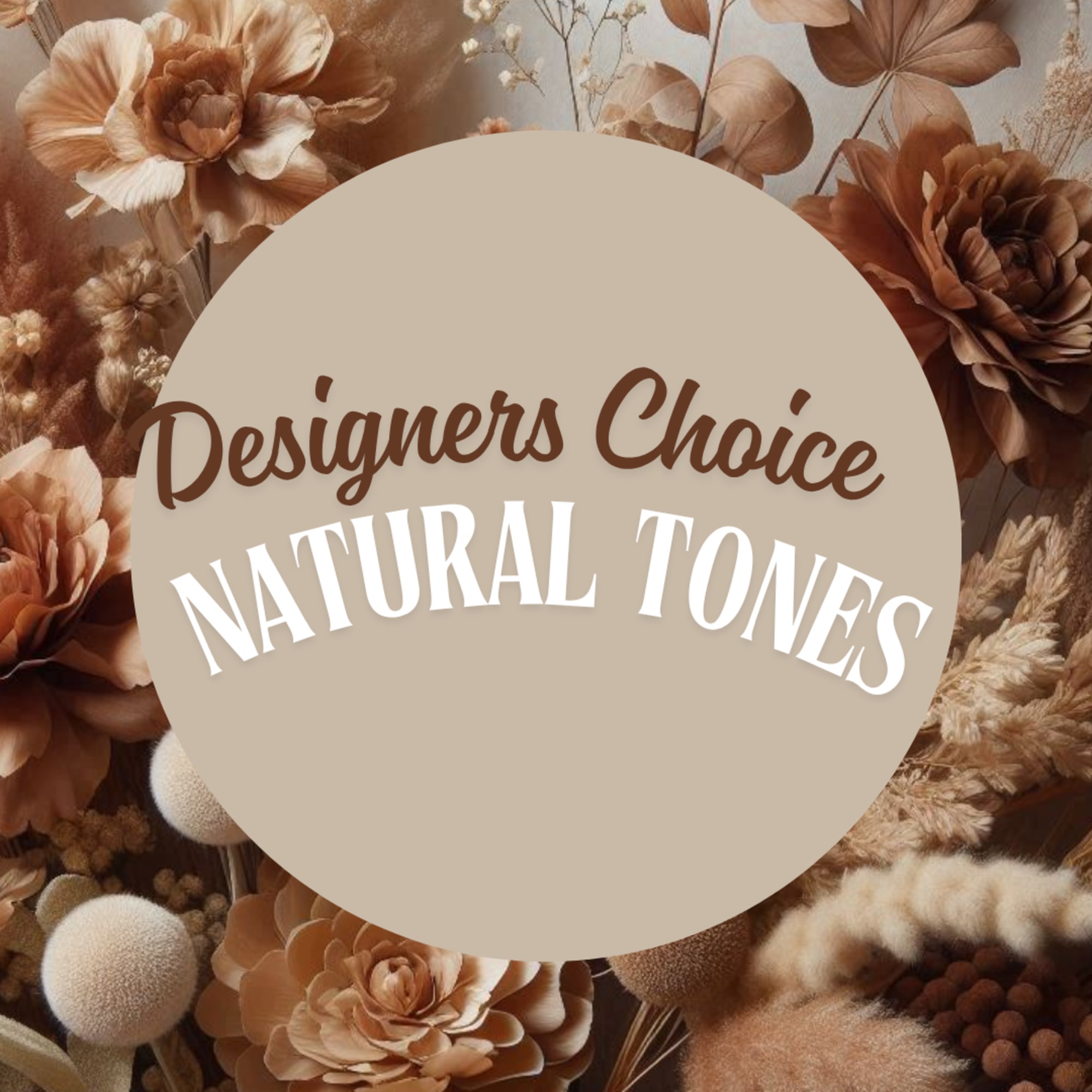 Natural-toned floral arrangement with beige and brown flowers