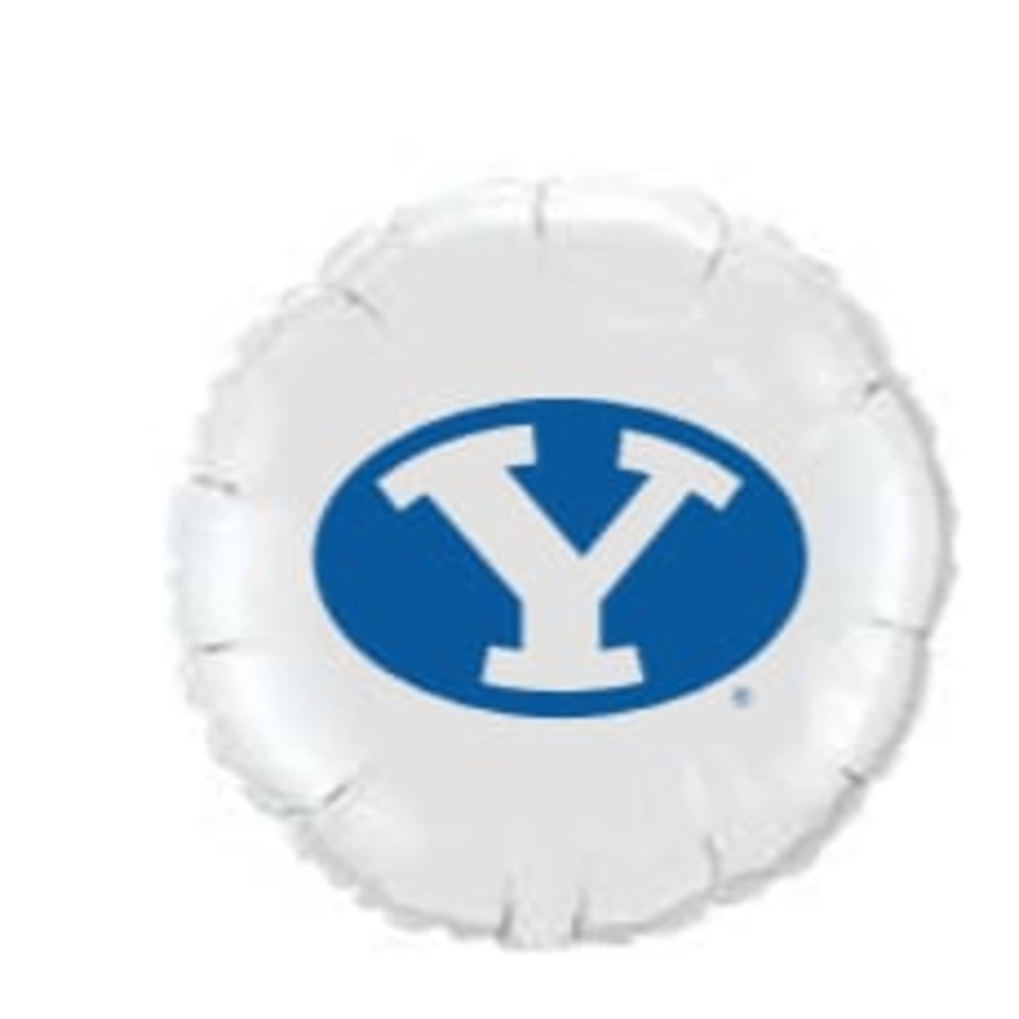 White round balloon with a blue Y logo