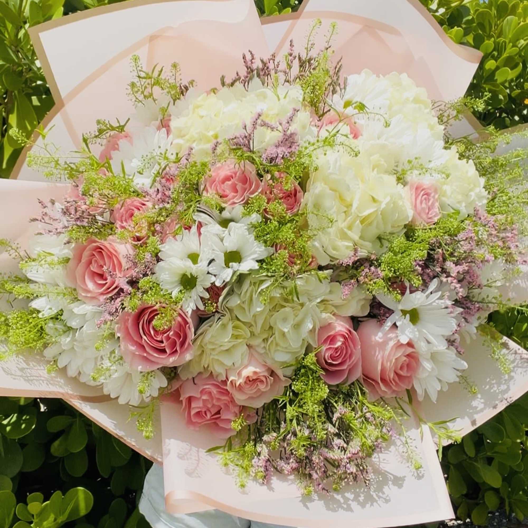 Fresh, cheerful, and beautifully romantic, our Pink Rose, Hydrangea &amp; Daisy Bouquet, photo 3 of 4