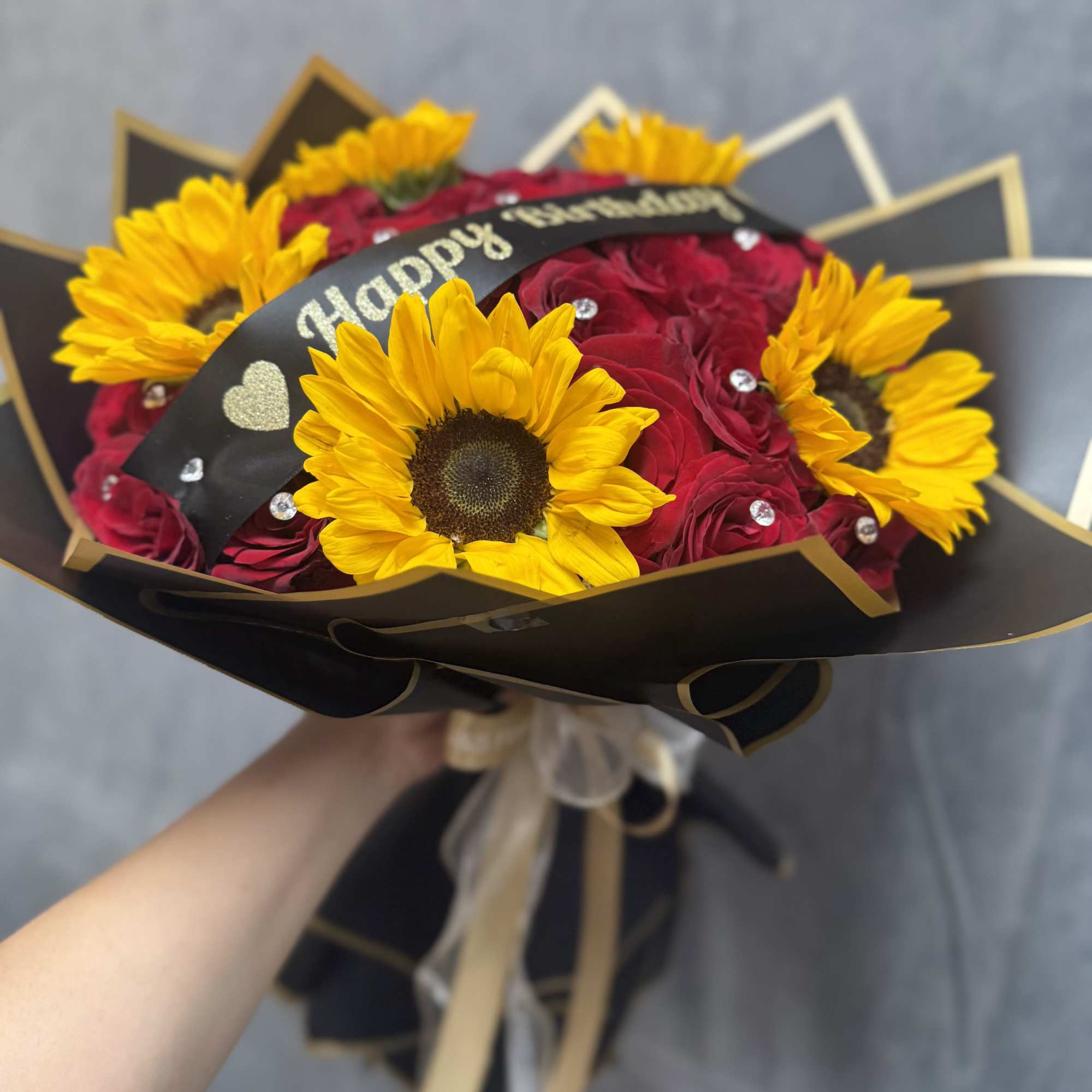 Celebrate their special day with our Sunny Rosy Birthday Bouquet! This cheerful, photo 2 of 2