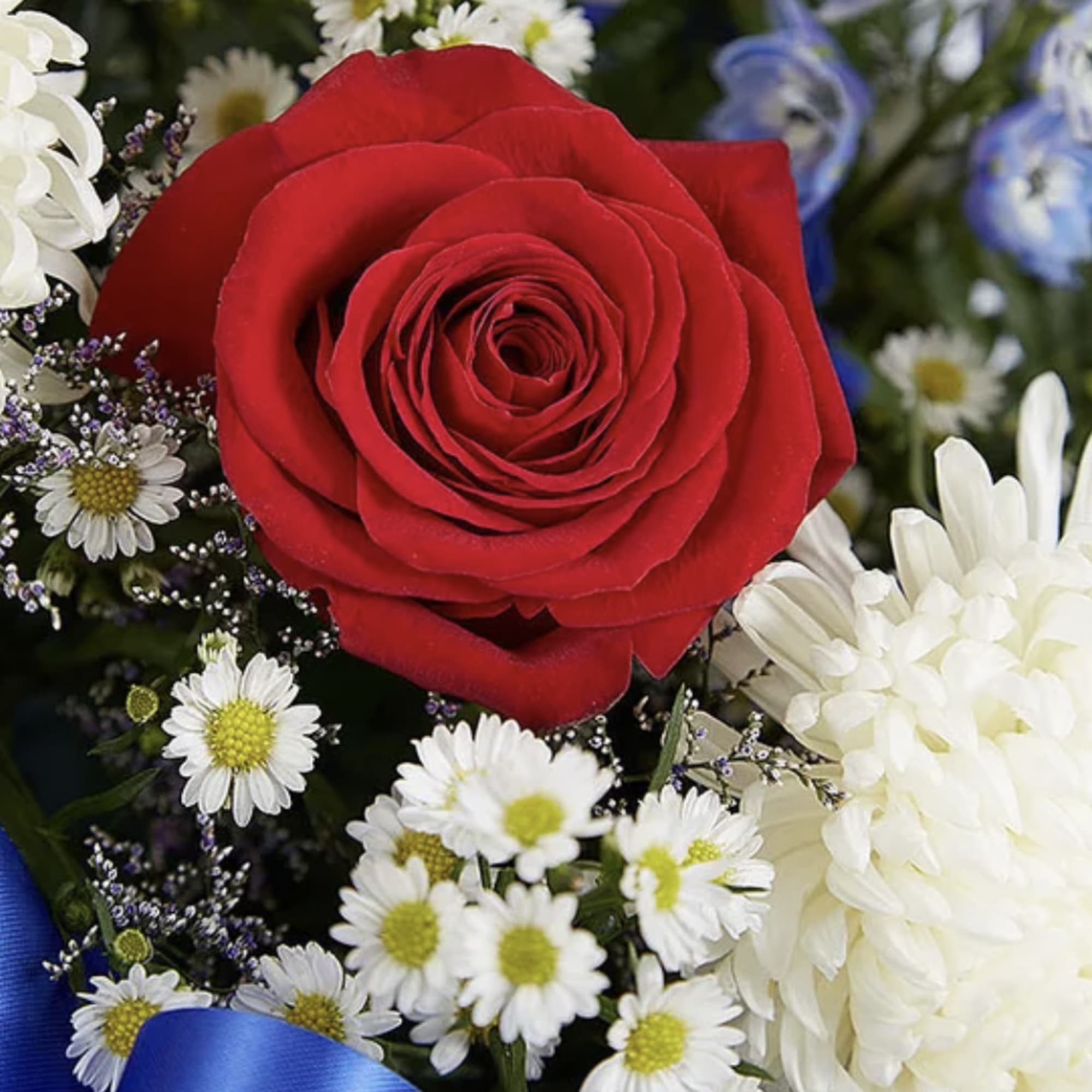 A striking red, white, and blue standing spray designed to honor a, photo 2 of 2