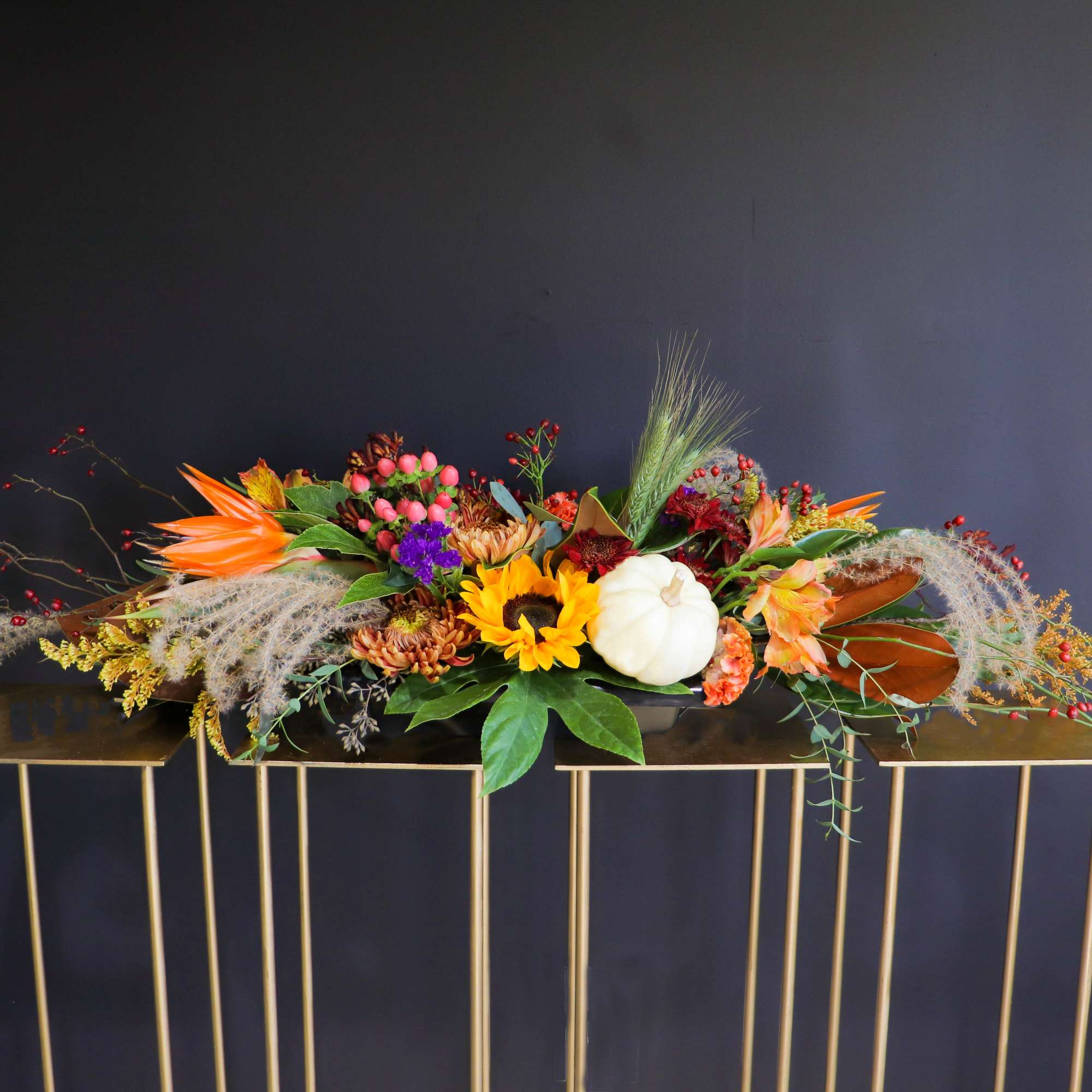 Bountiful lush beautiful collection of fall colors in this table centerpiece for, photo 3 of 3