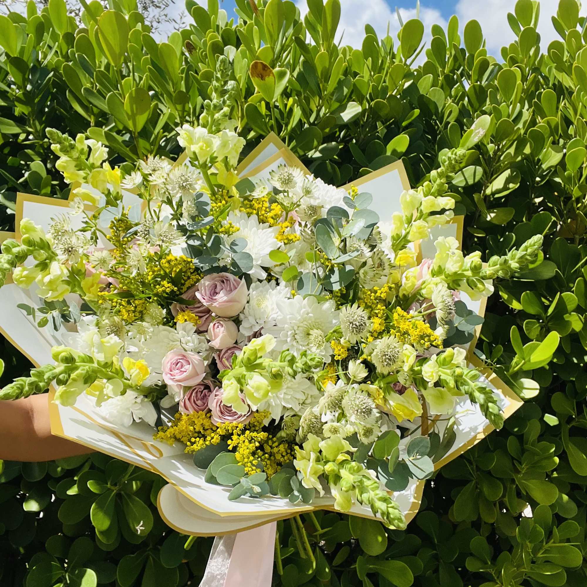 Soft, delicate, and beautifully unique, our Soft Pink &amp; White Snapdragon Bouquet