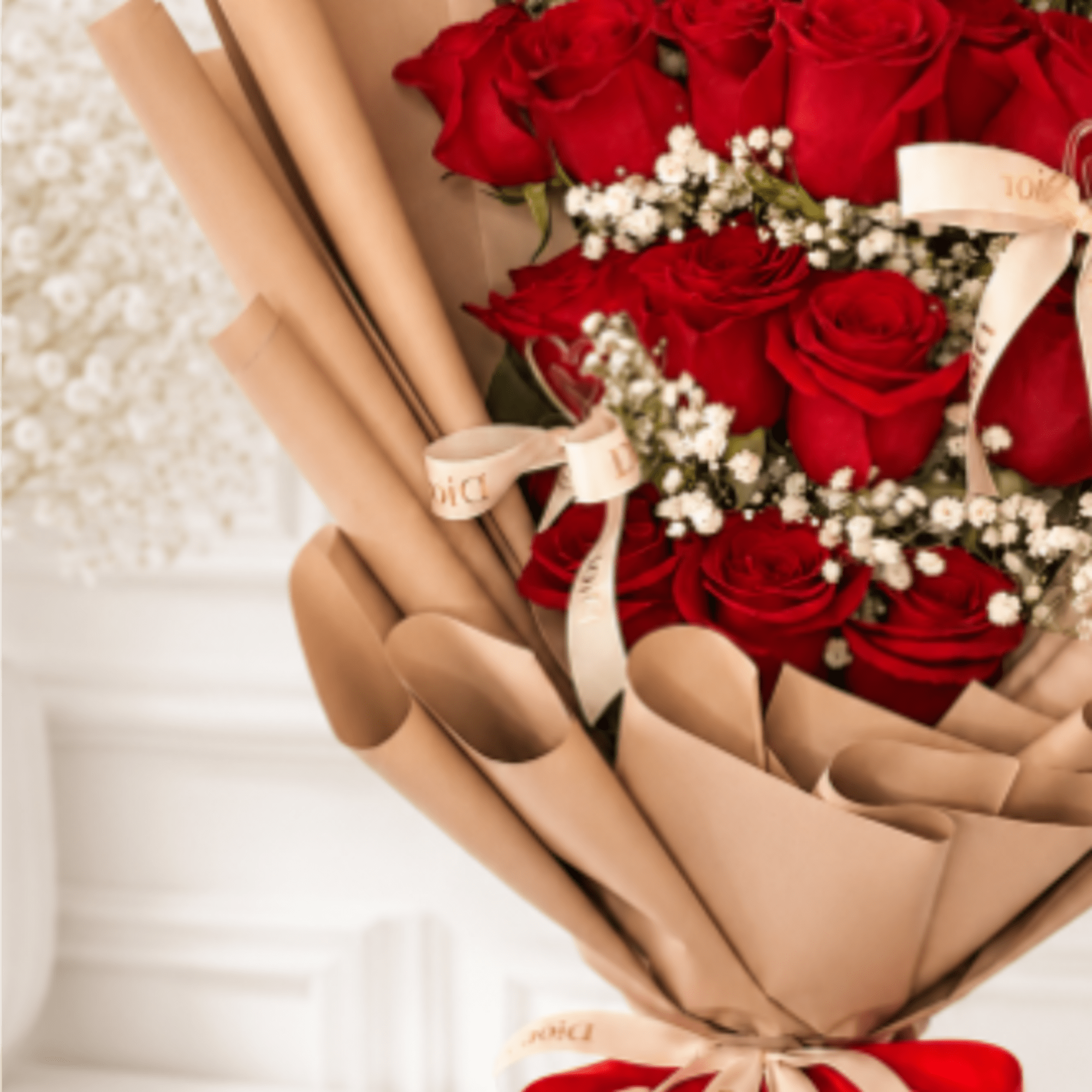 elegant bouquet featuring 24 premium 70 cm Rosaprima red roses, carefully selected