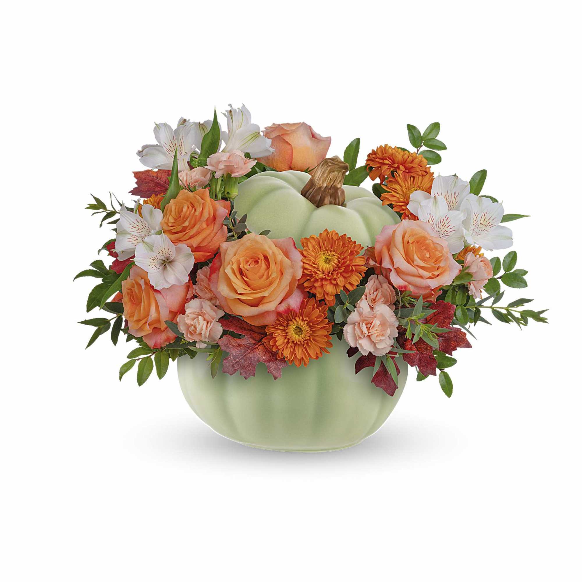 Teleflora's Whimsy Pumpkin Bouquet offers a stylish option for your autumn table.
