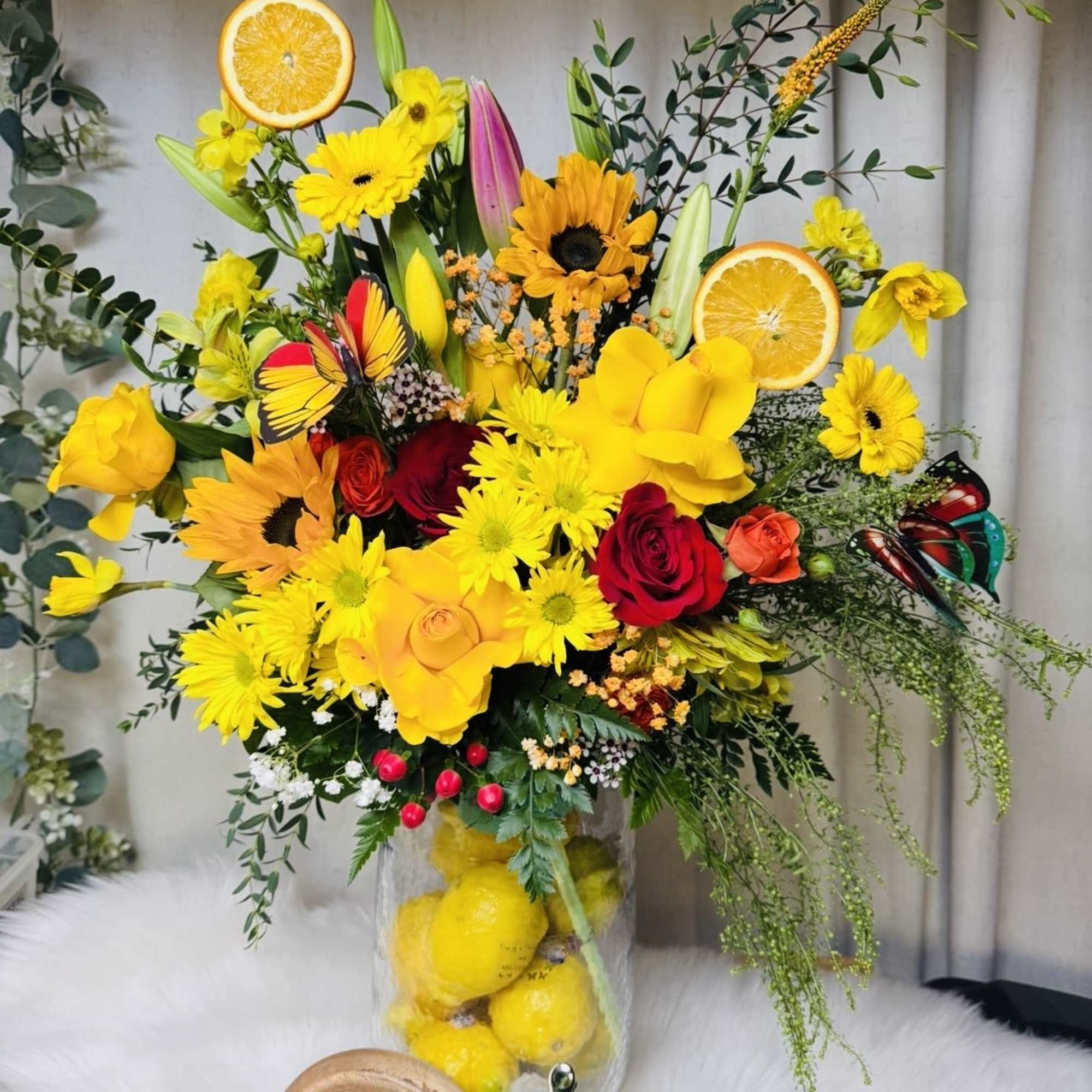 A vibrant and refreshing floral arrangement inspired by the brightness of a