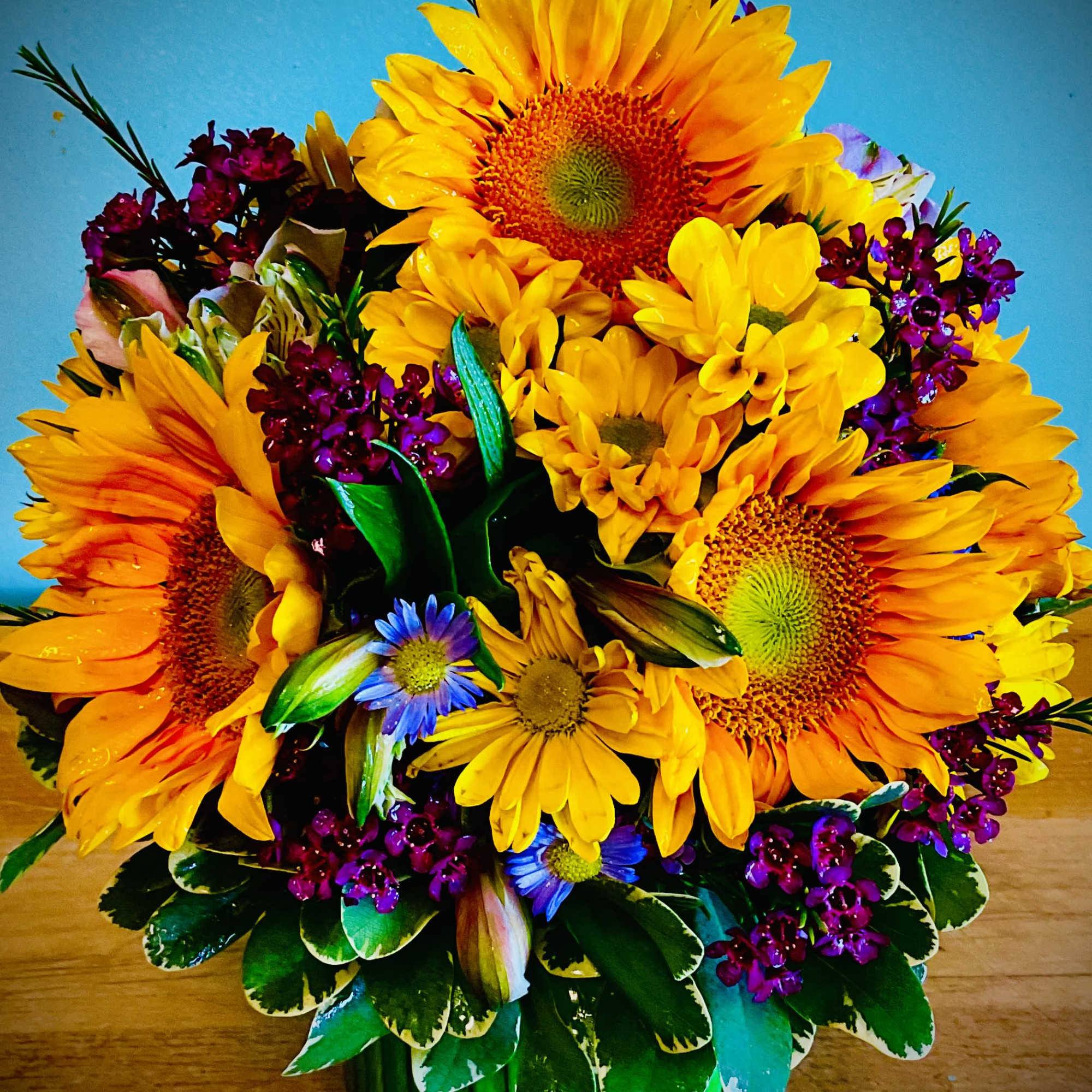 Bright golden sunflowers take center stage in this cheerful flower arrangement -, photo 3 of 3