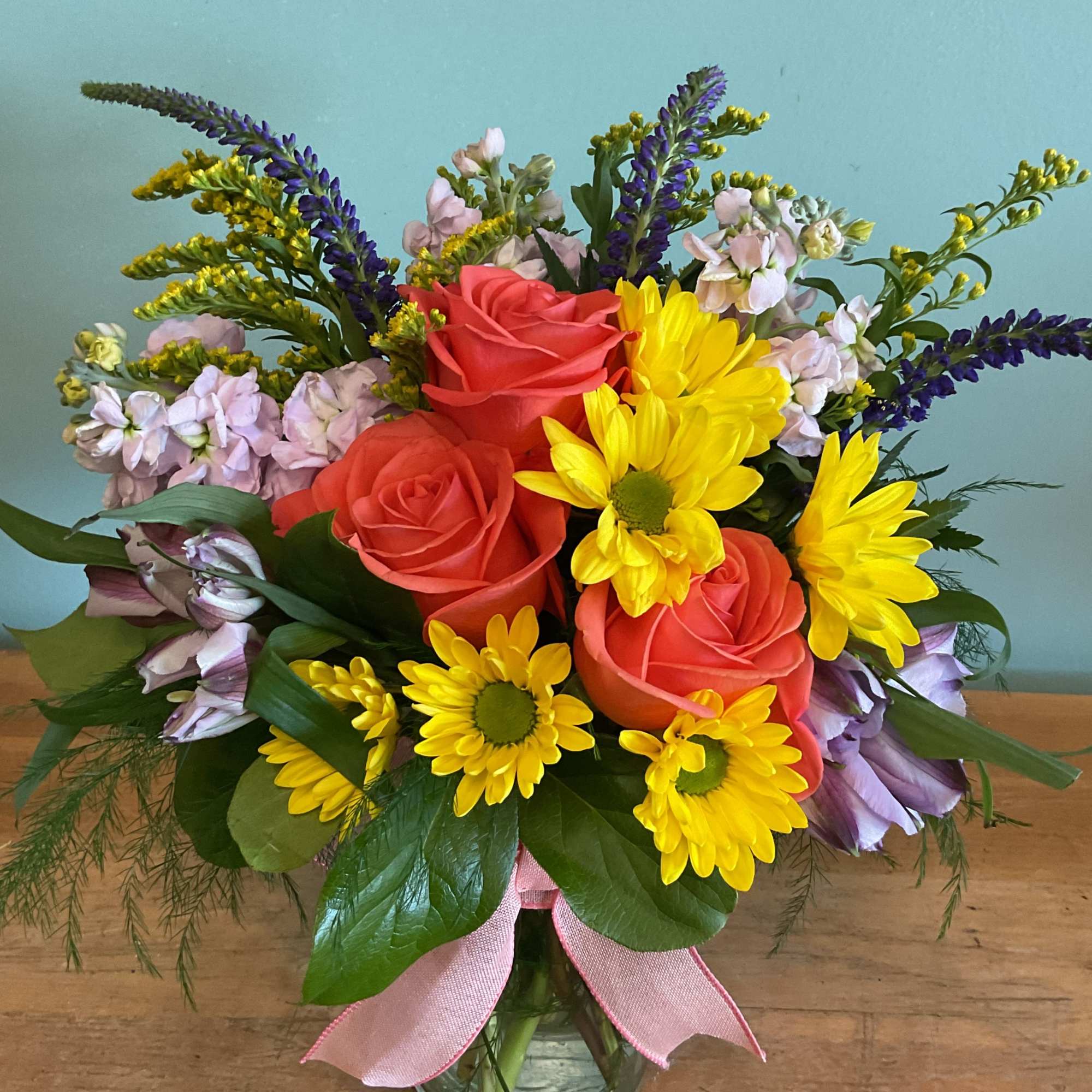 A wonderful mix of colorful flowers and a keepsake mike jug, Make