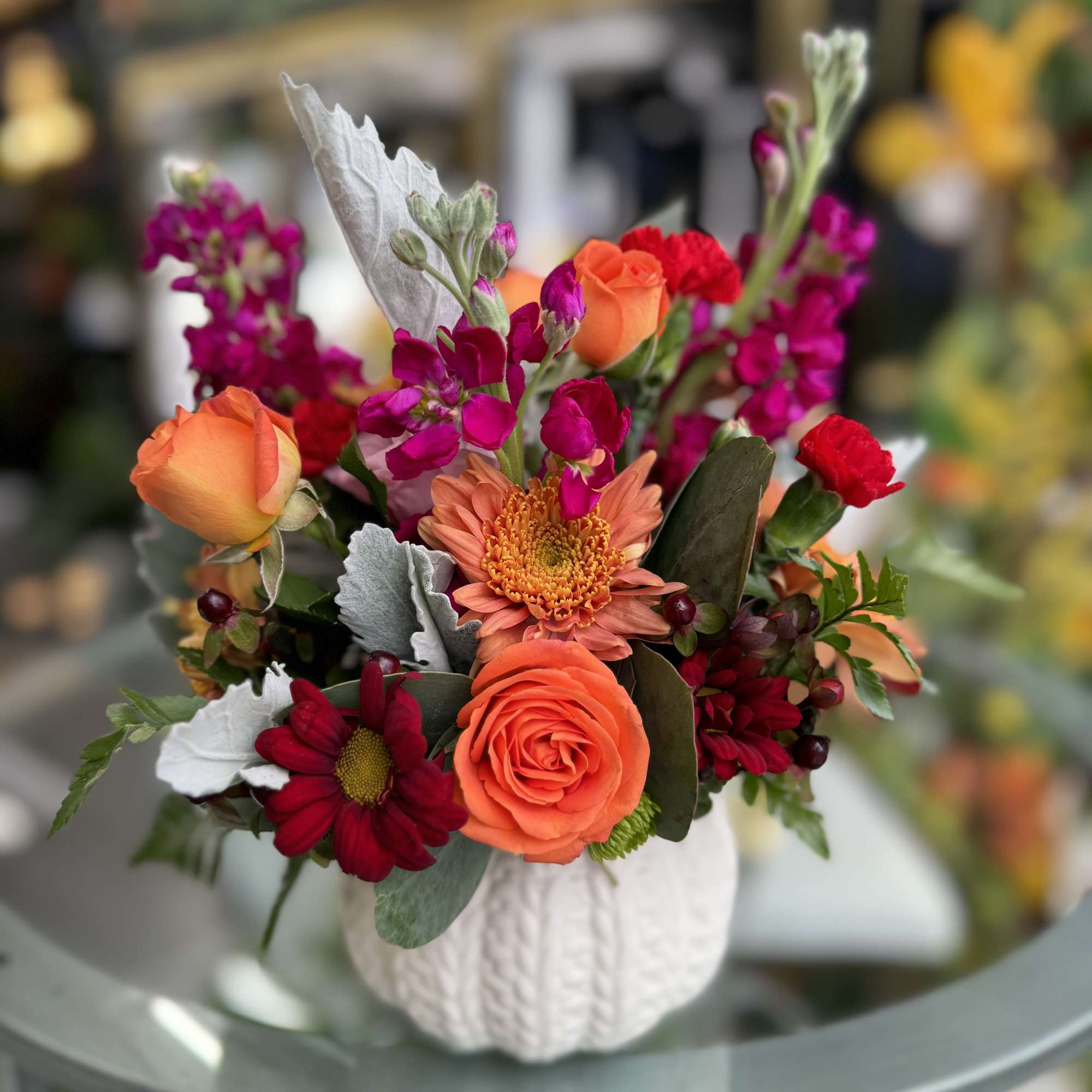 &ldquo;A delightful pumpkin arrangement that captures the warmth of fall. Filled with