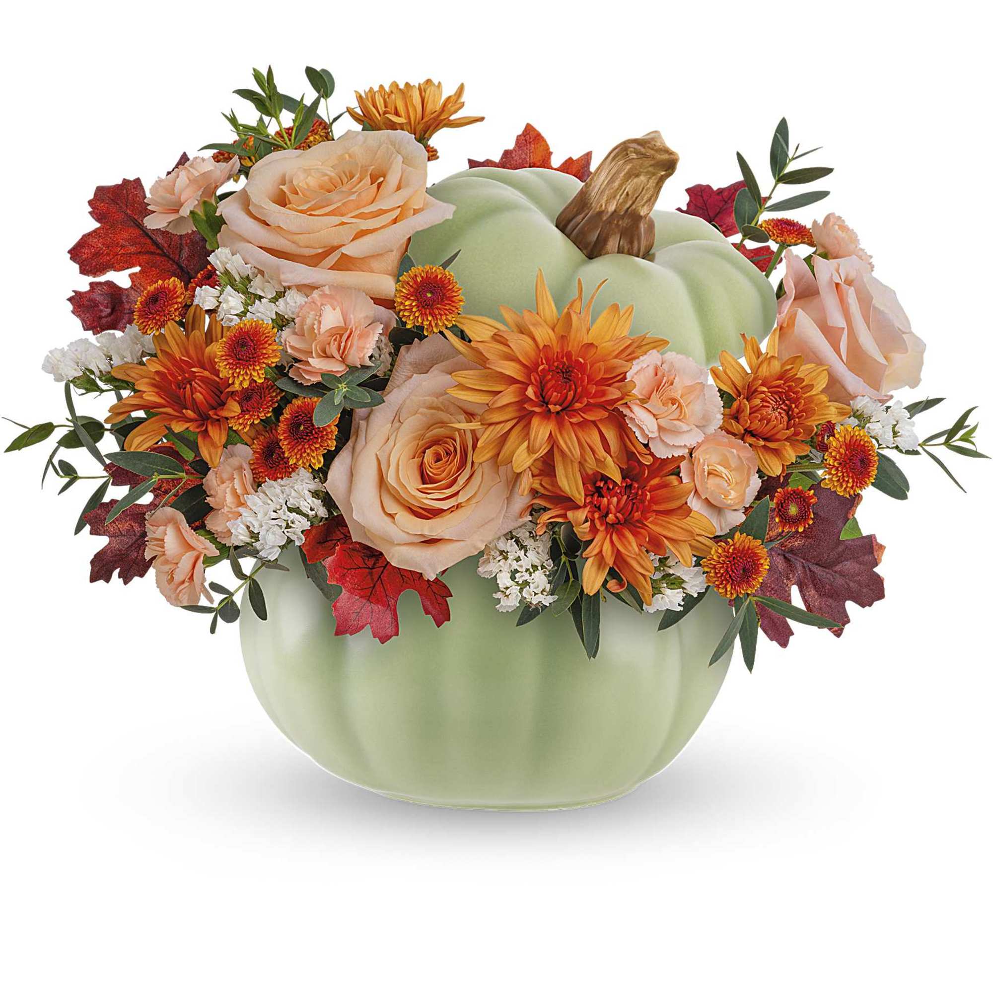 Brighten your fall gatherings with our Harvest Magic Bouquet, featuring autumnal peach