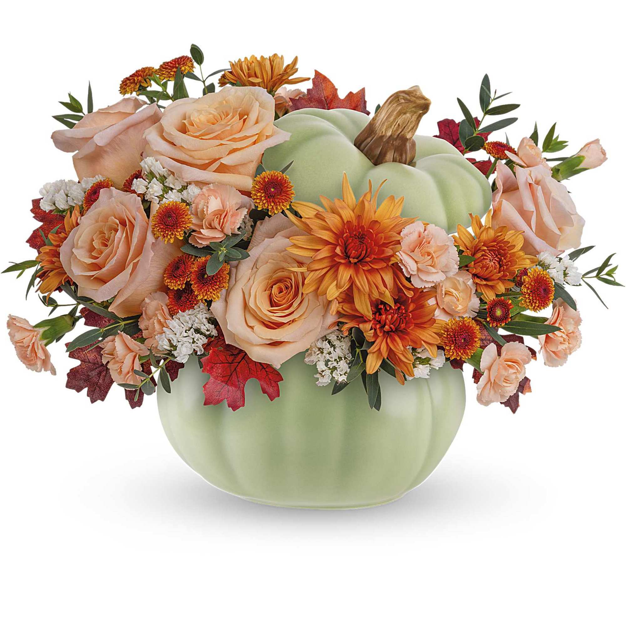 Brighten your fall gatherings with our Harvest Magic Bouquet, featuring autumnal peach