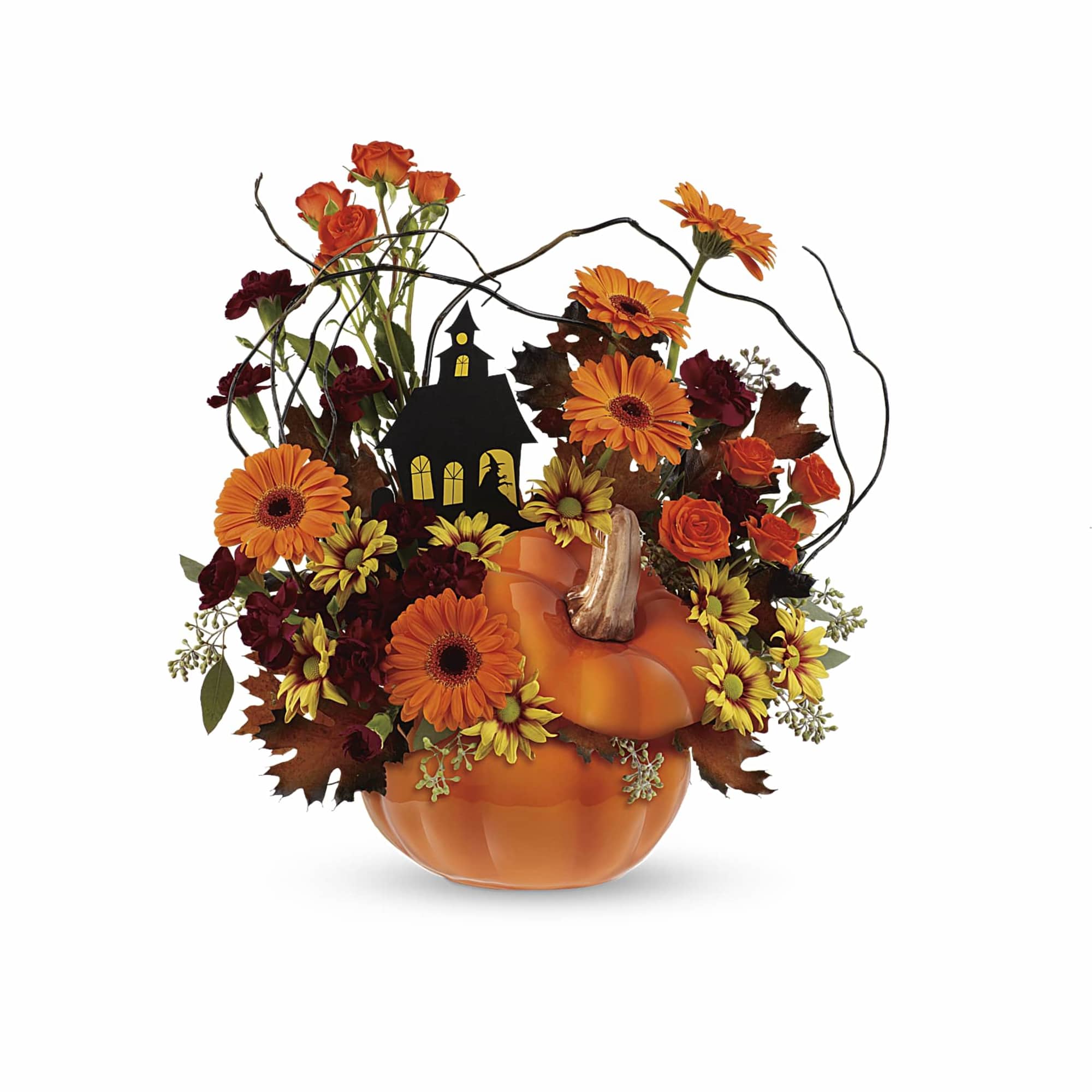 This hauntingly cute arrangement brings the Halloween spirit to life with a