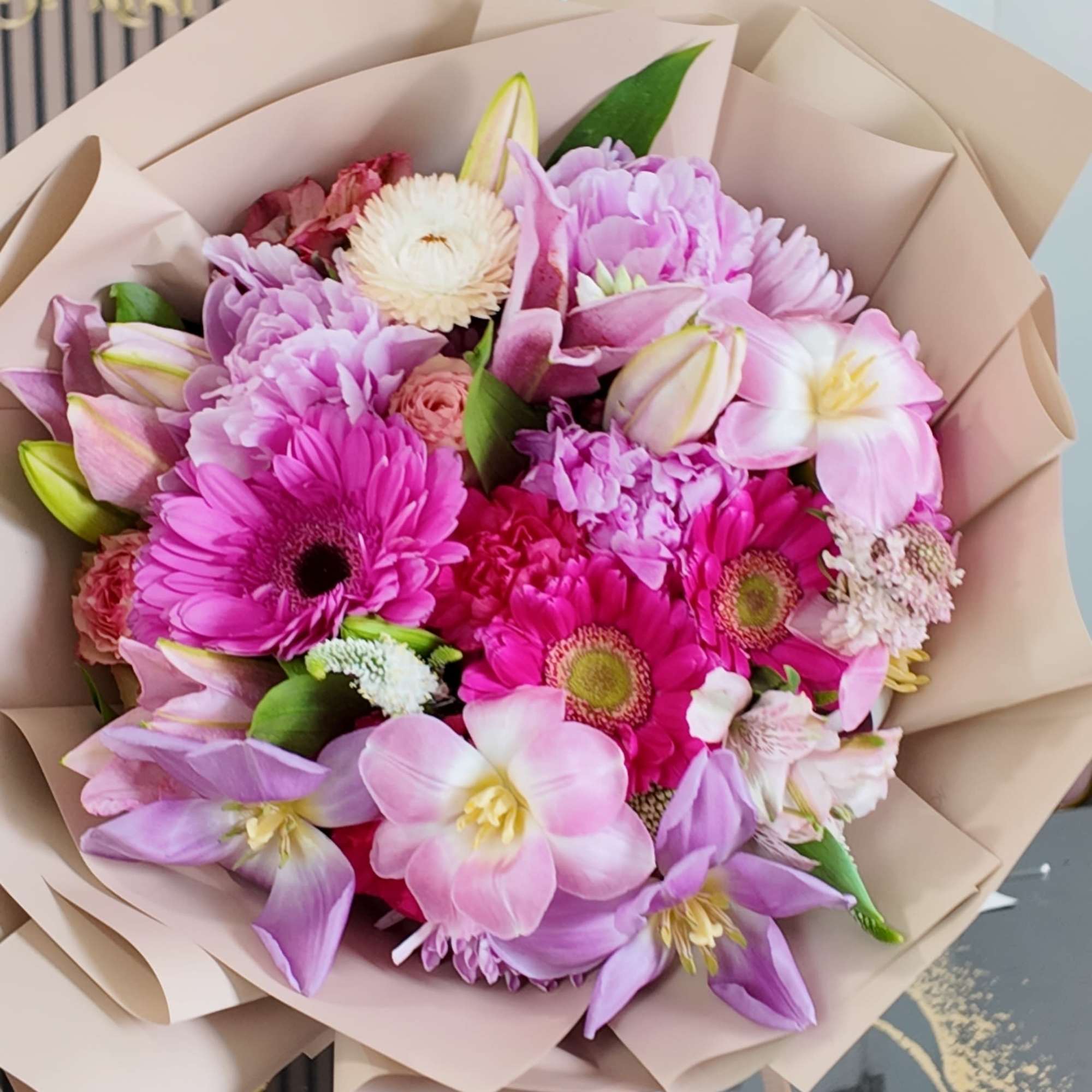 Clouds is a soft, romantic handheld flower arrangement perfect as a birthday, photo 2 of 3