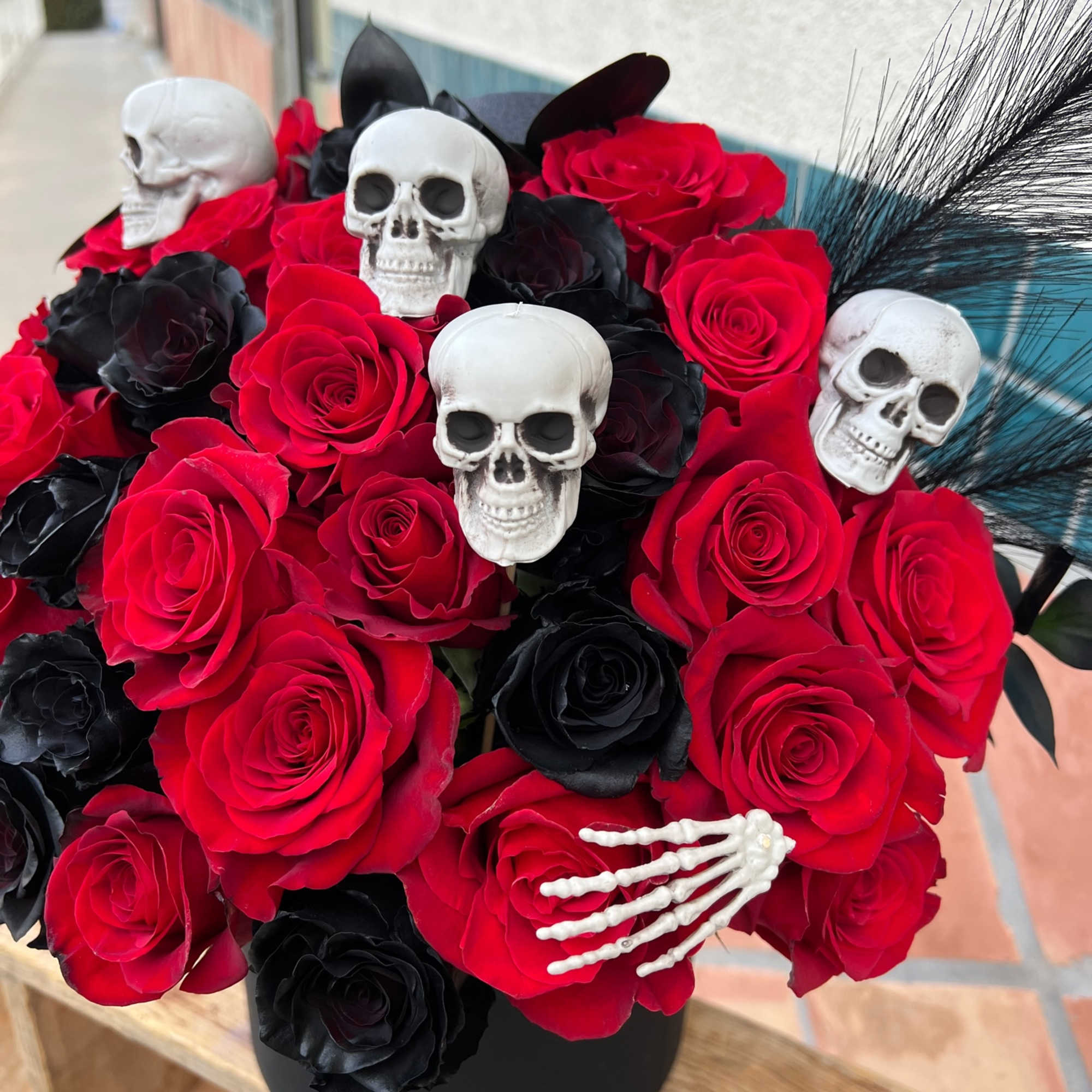 Unleash the dark beauty of Halloween with this hauntingly elegant arrangement of, photo 2 of 2