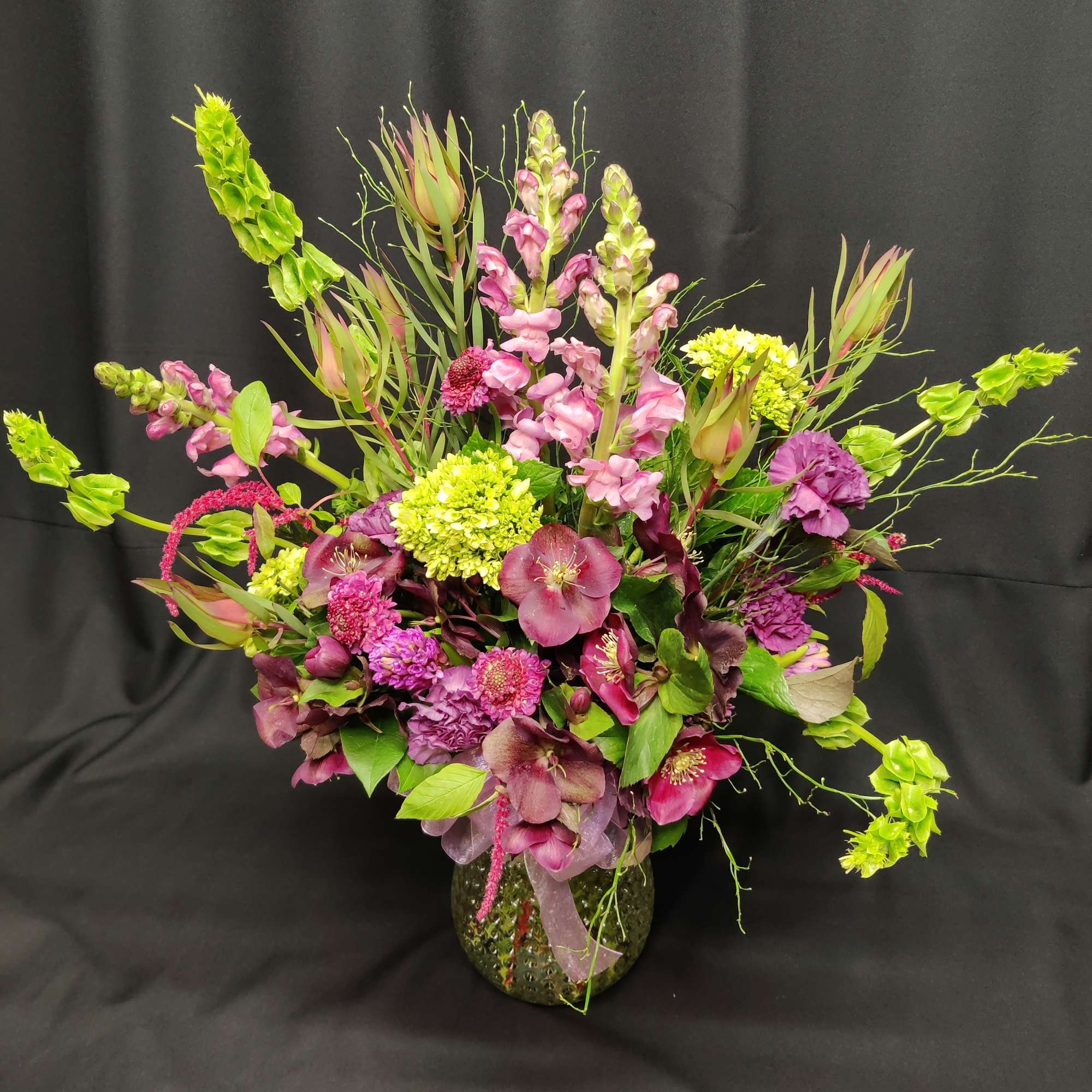 For the savvy flower afficianado, some pretty plum helebore and an array